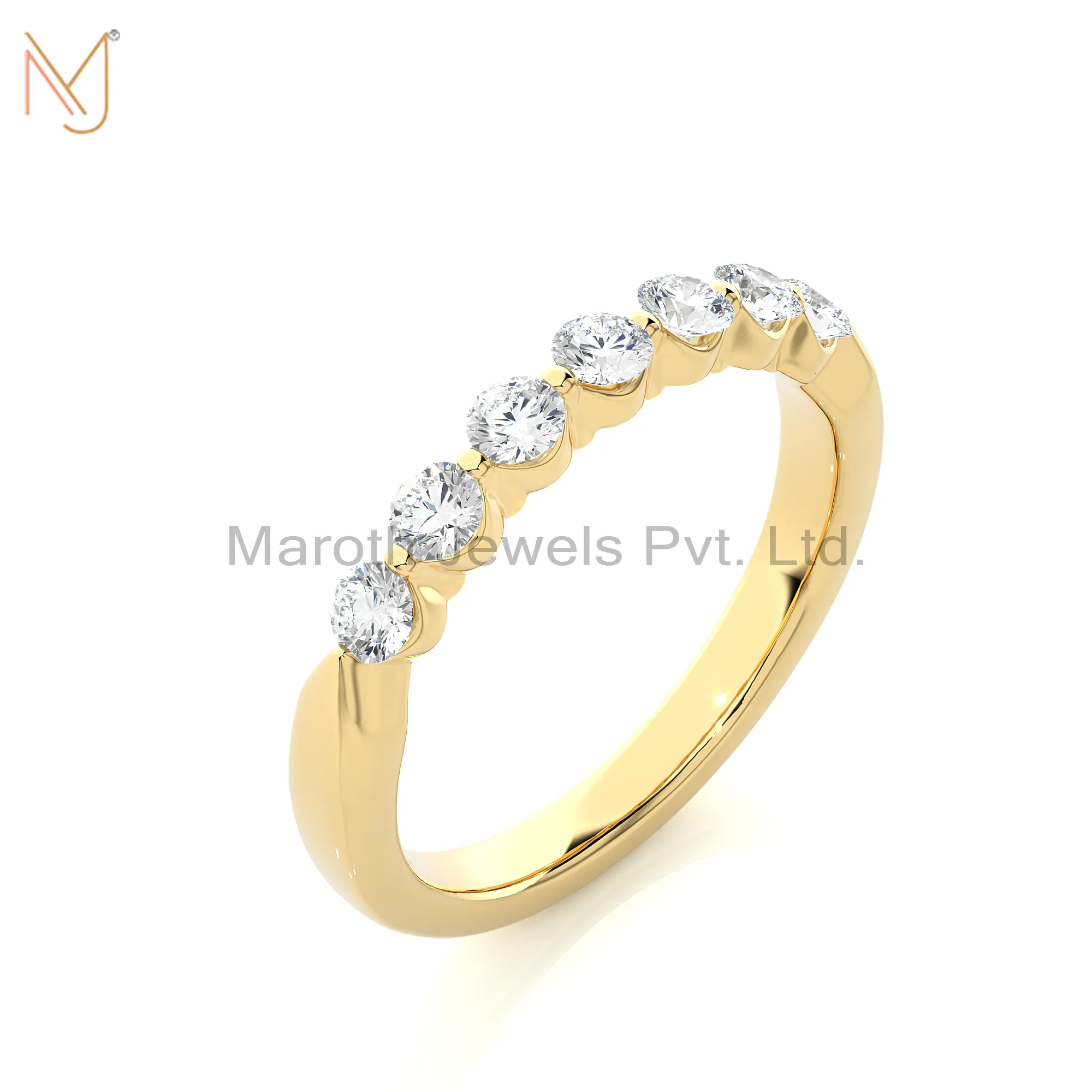 14K Yellow Gold Moissanite Diamond Round Ring Wholesale