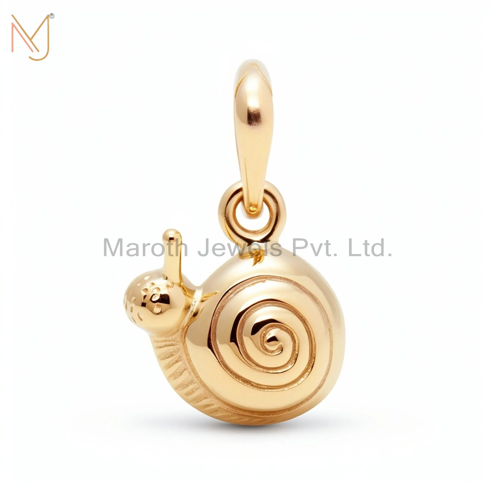 925 Sterling Silver Yellow Gold Plated Snail Charm Pendant Jewelry USA