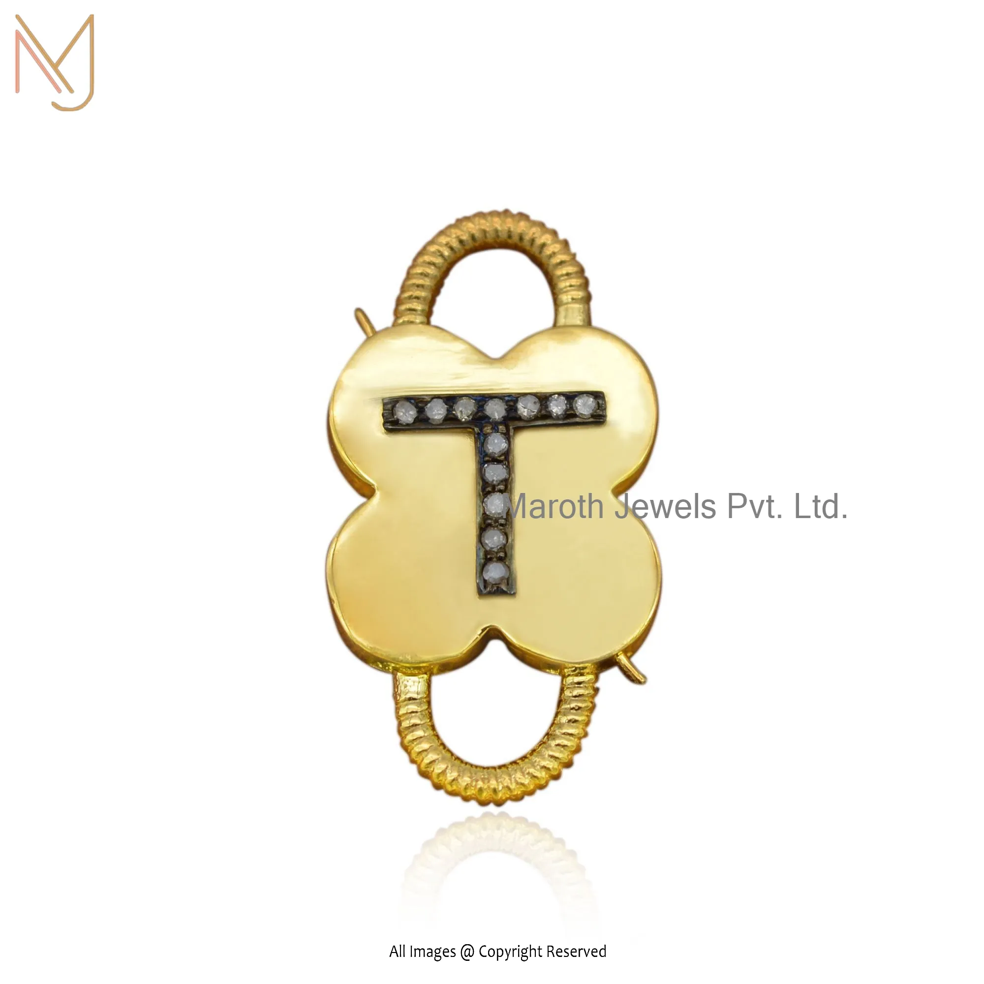 925 Silver Yellow Gold Rhodium Plated Padlock T Initial Vintage Jewelry  Manufacturer