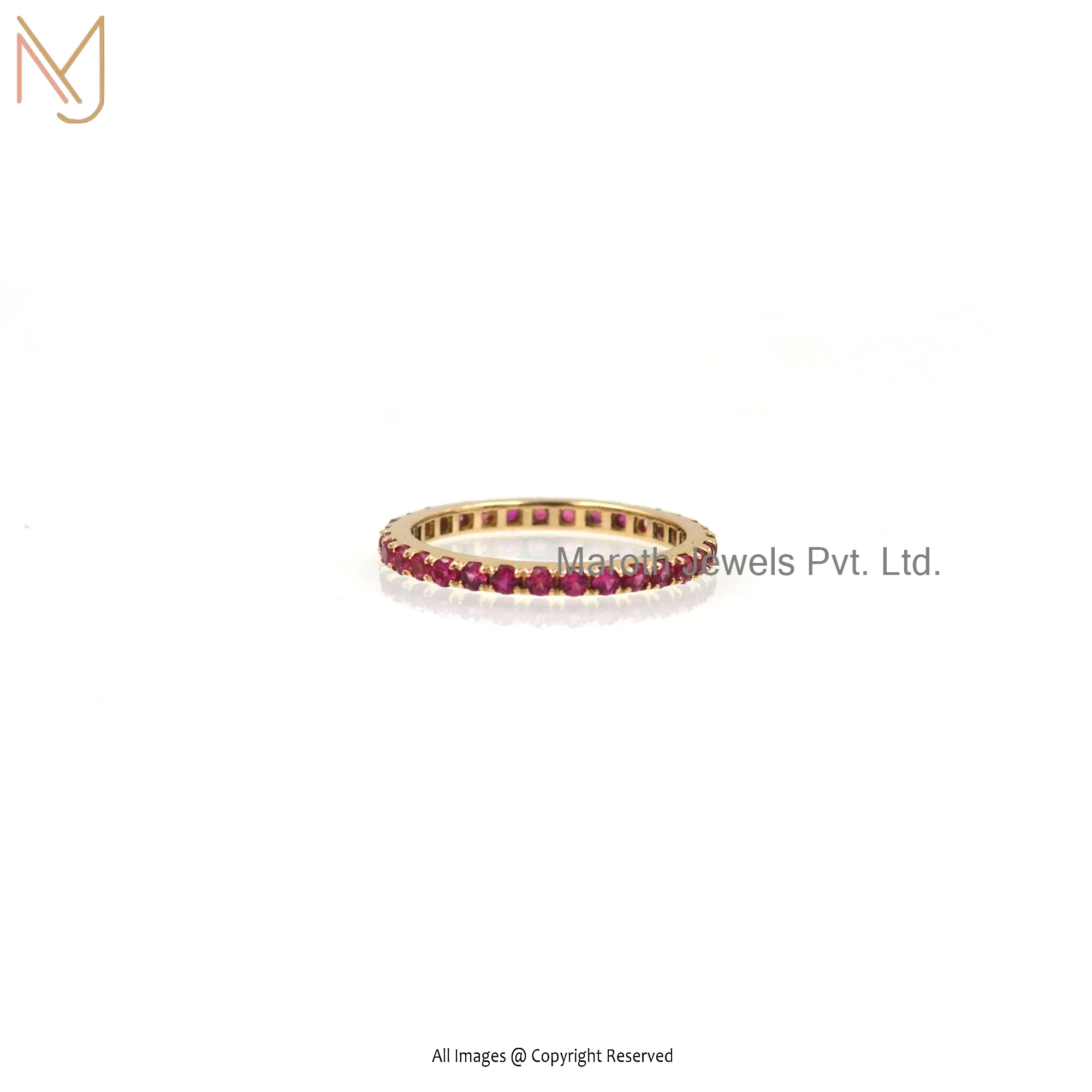 Wholesale 92.5 Silver Yellow Gold Plated Pink Sapphire Gemstone Band Ring