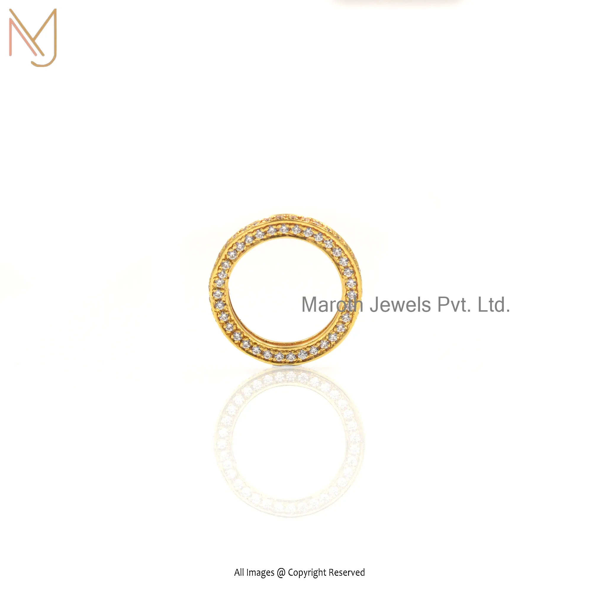 925 Silver Yellow Gold Cubic Zircon Band Ring Jewelry Manufacturer