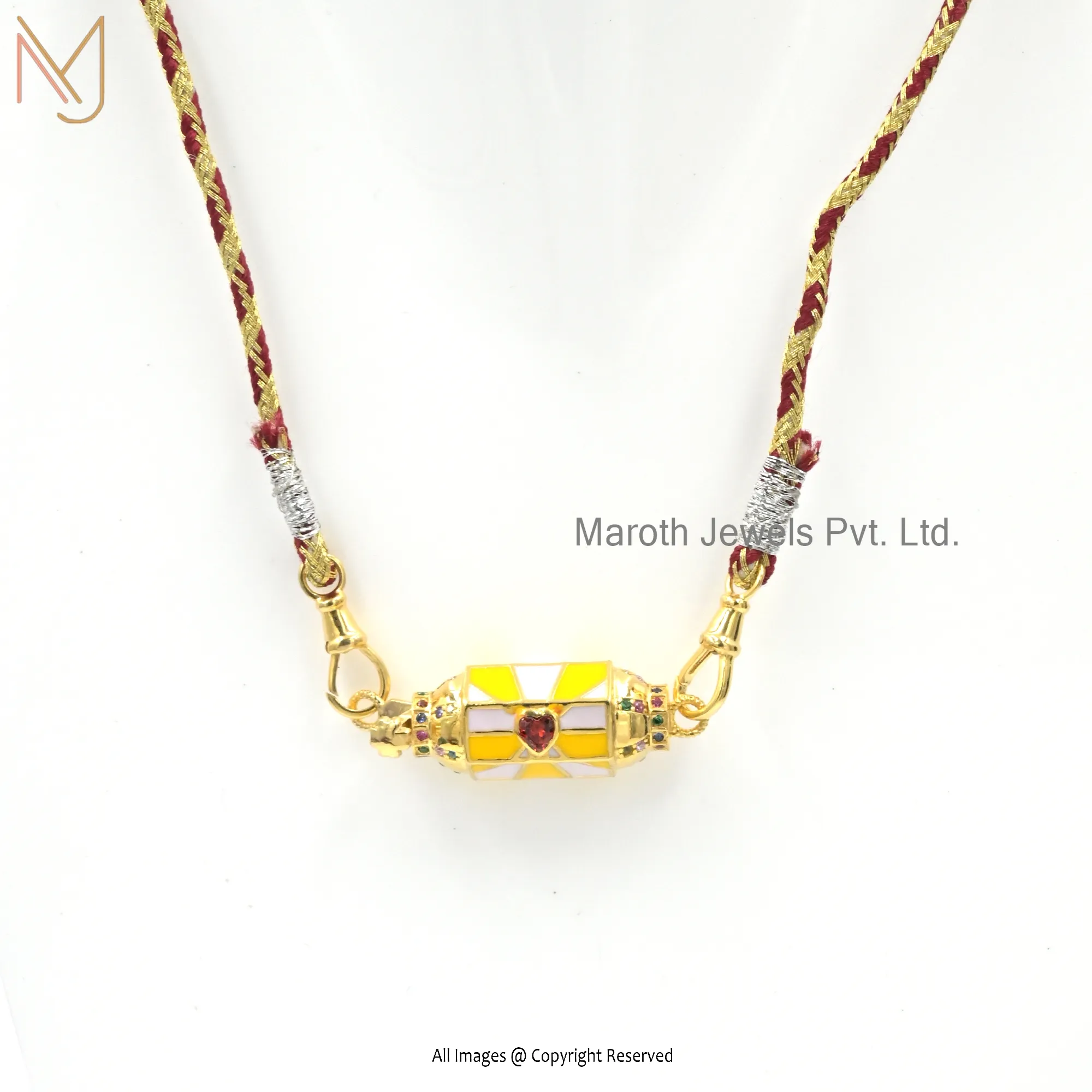 Wholesale 925 Sterling Silver Yellow Gold Plated Multi Enamel Multi CZ Rainbow Necklace Jewelry