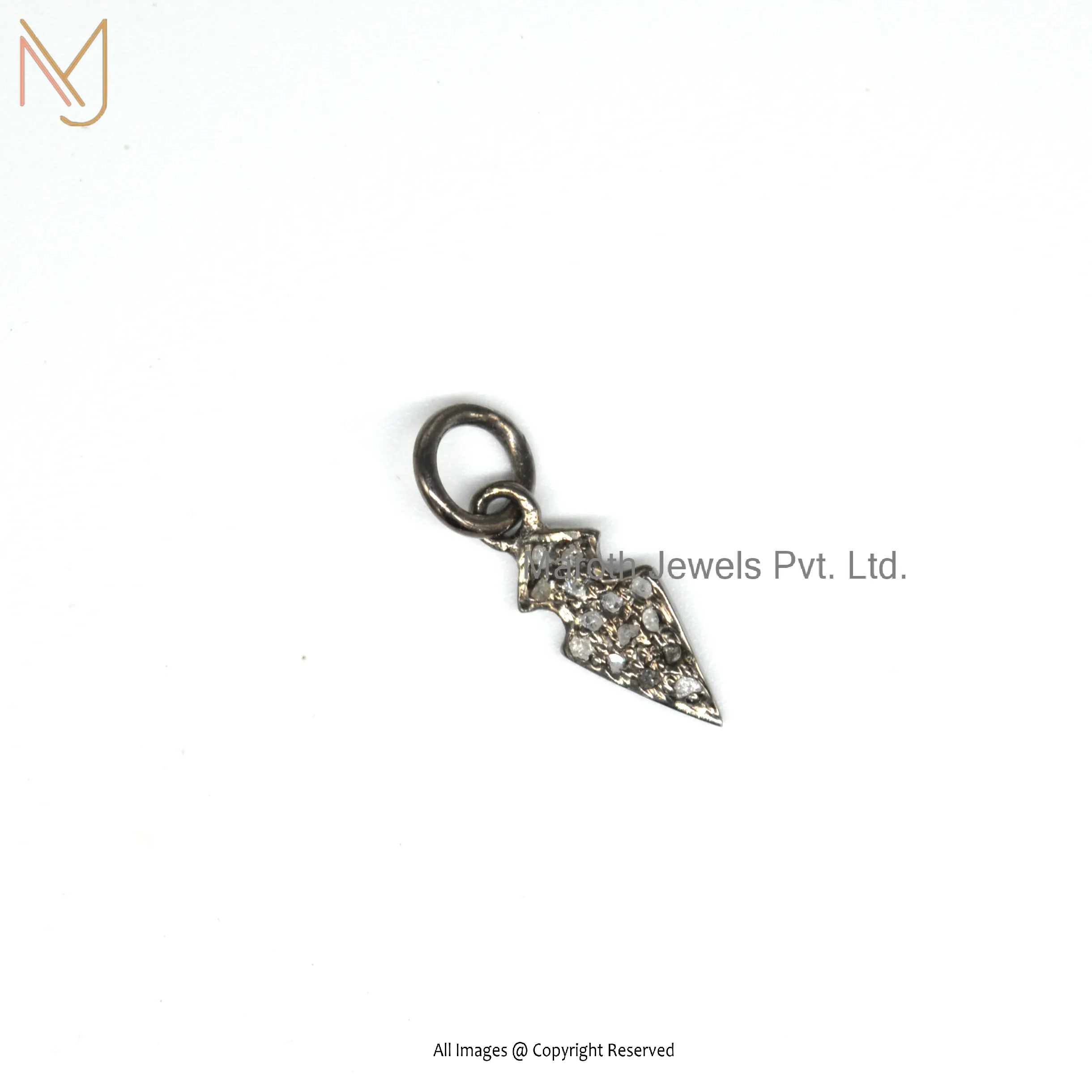 925 Silver Rhodium Plated Pave Diamond Charms Pendant Jewelry USA