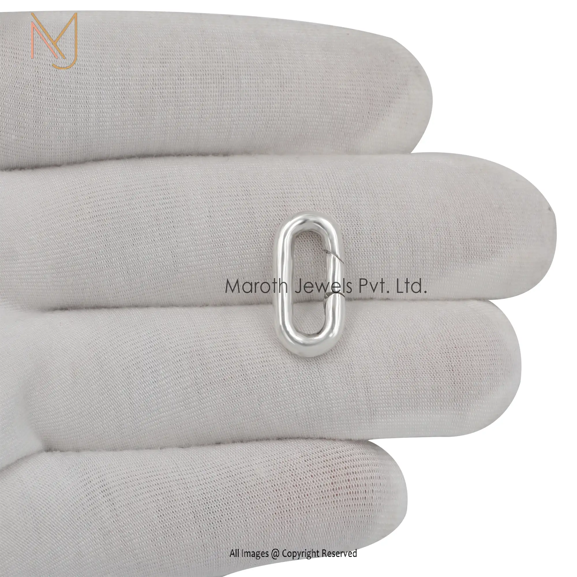 Wholesale 925 Silver Natural Silver Push Lock Charm Holder