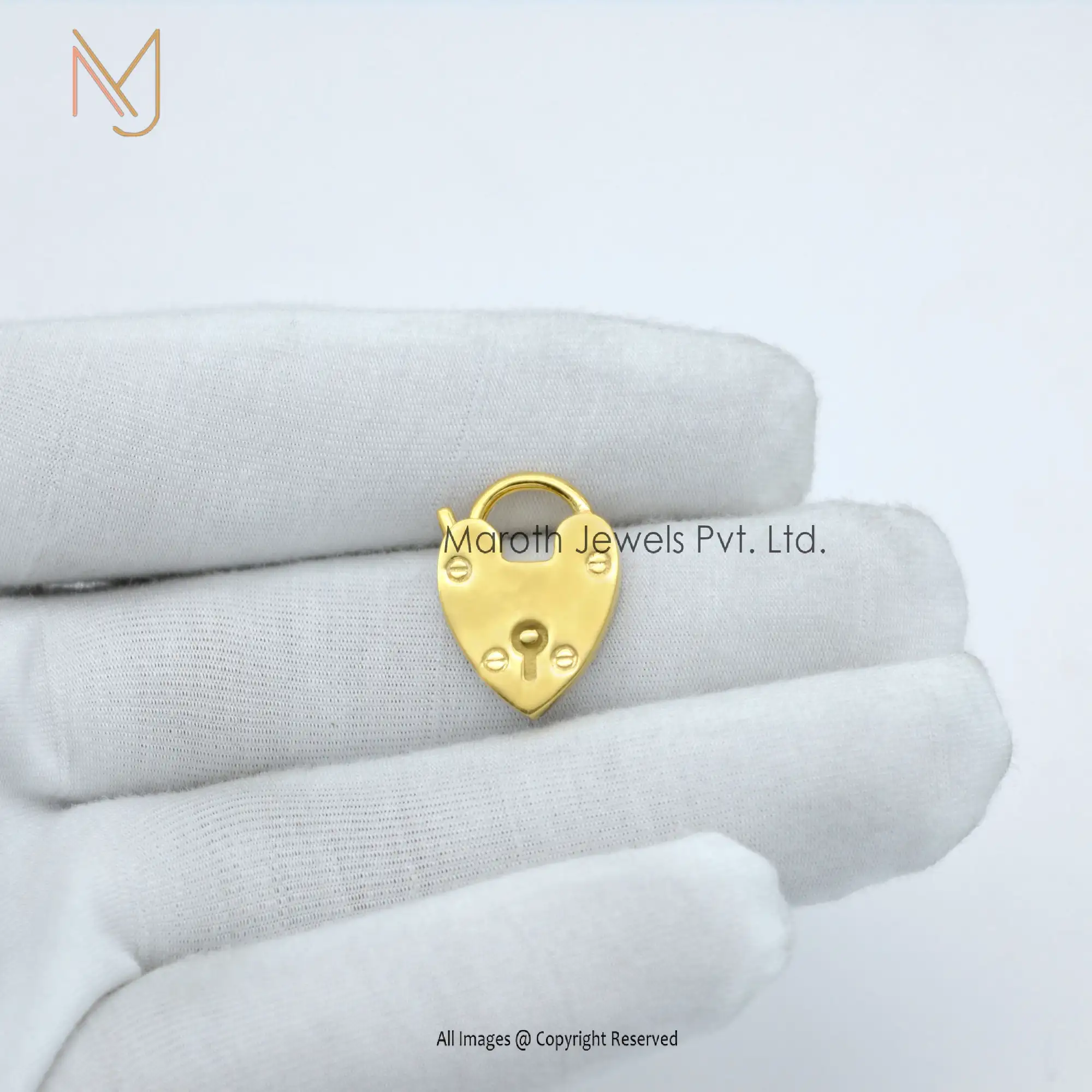 925 Silver Yellow Gold Plated Padlock Pendant Handmade Jewelry Manufacturer