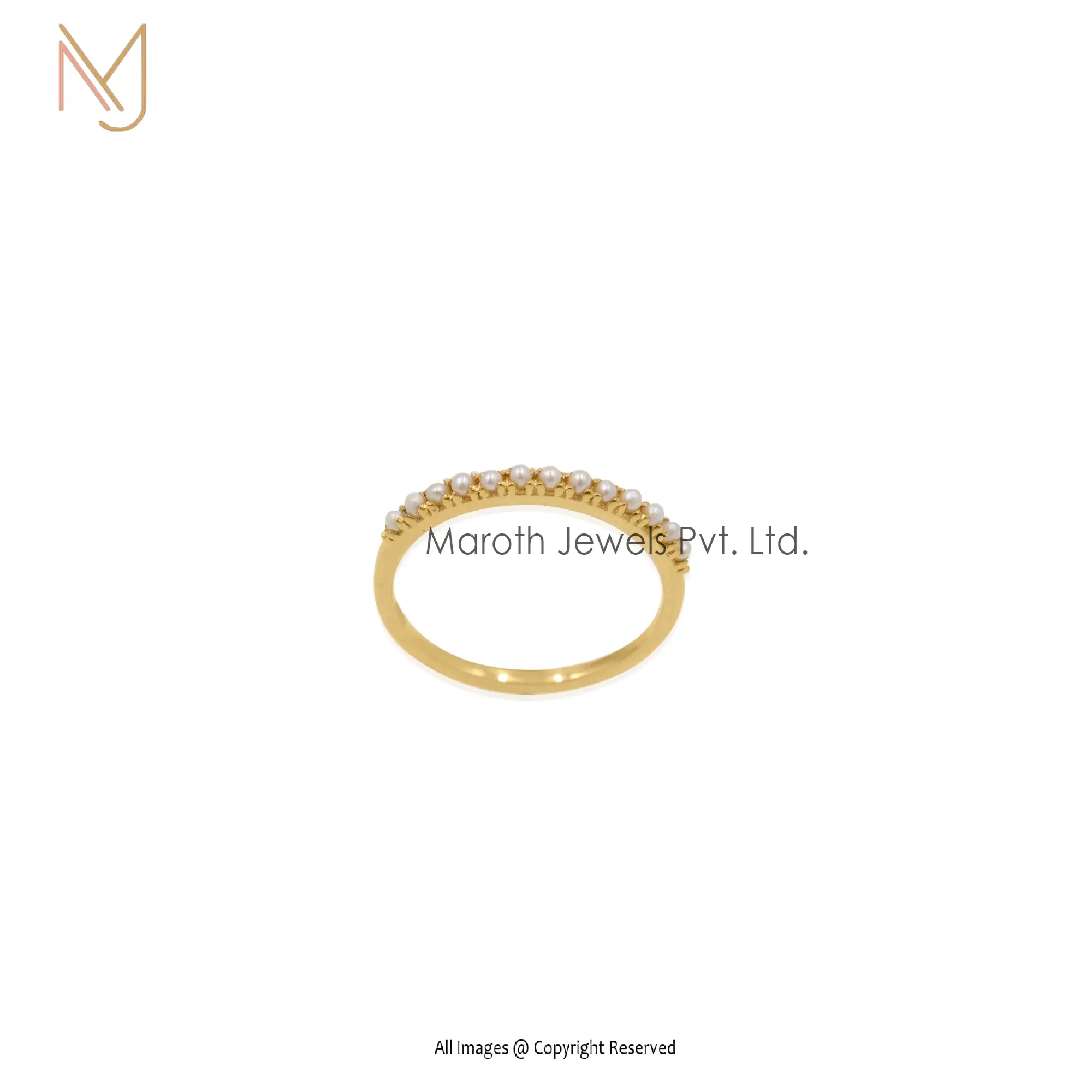 14K Yellow Gold Pearl Band Ring Jewelry Supplier