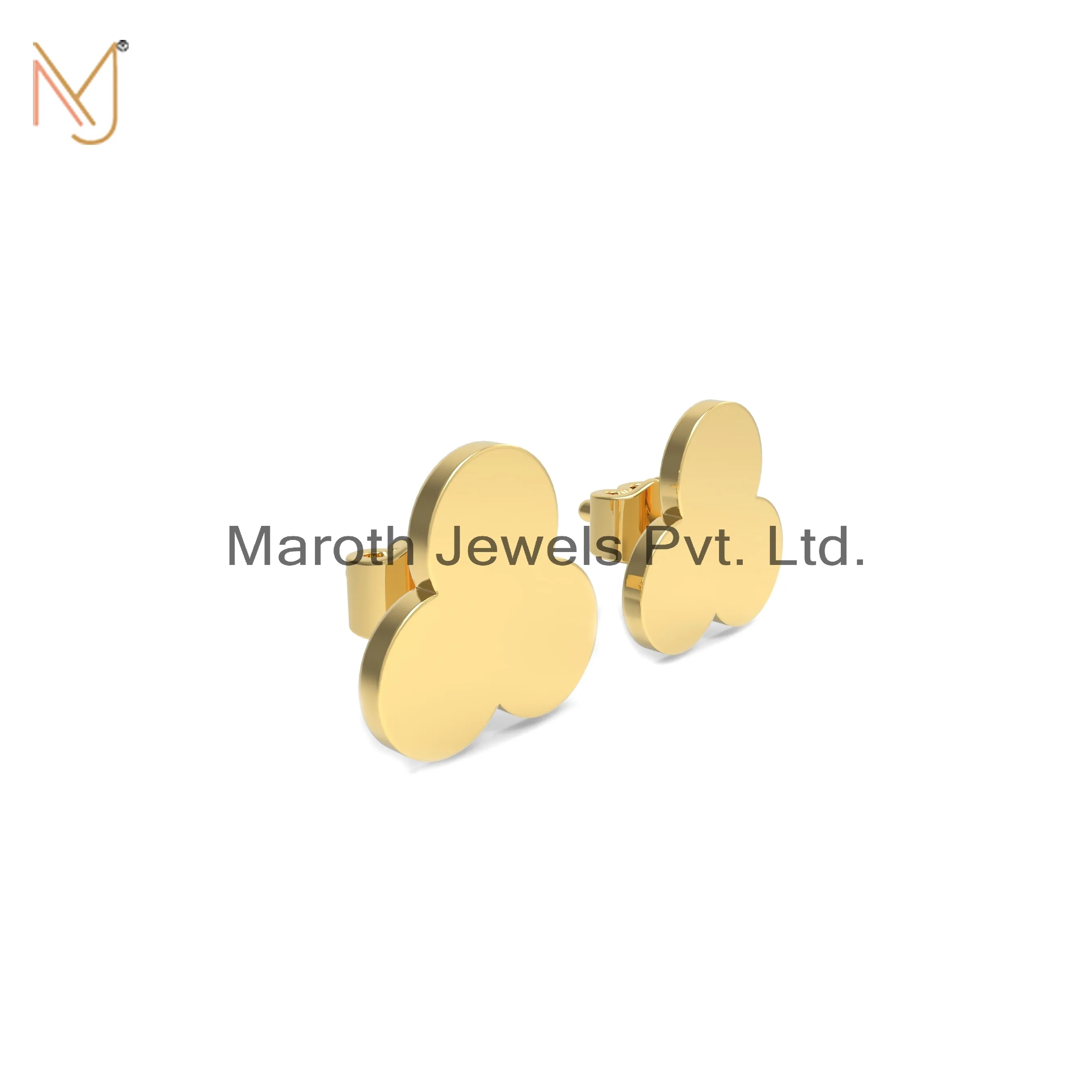 925 Silver Yellow Gold Plated Club Stud Earrings Jewelry Manufacturer