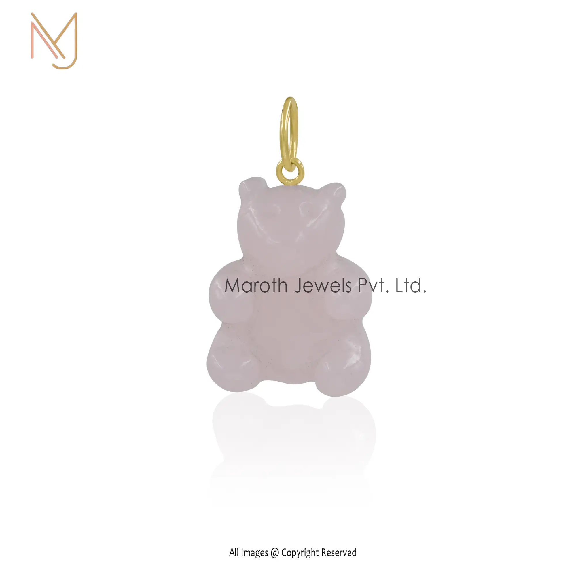 925 Silver Yellow Gold Plated Amethyst Cubic Zircon Teddy Bear Pendant USA