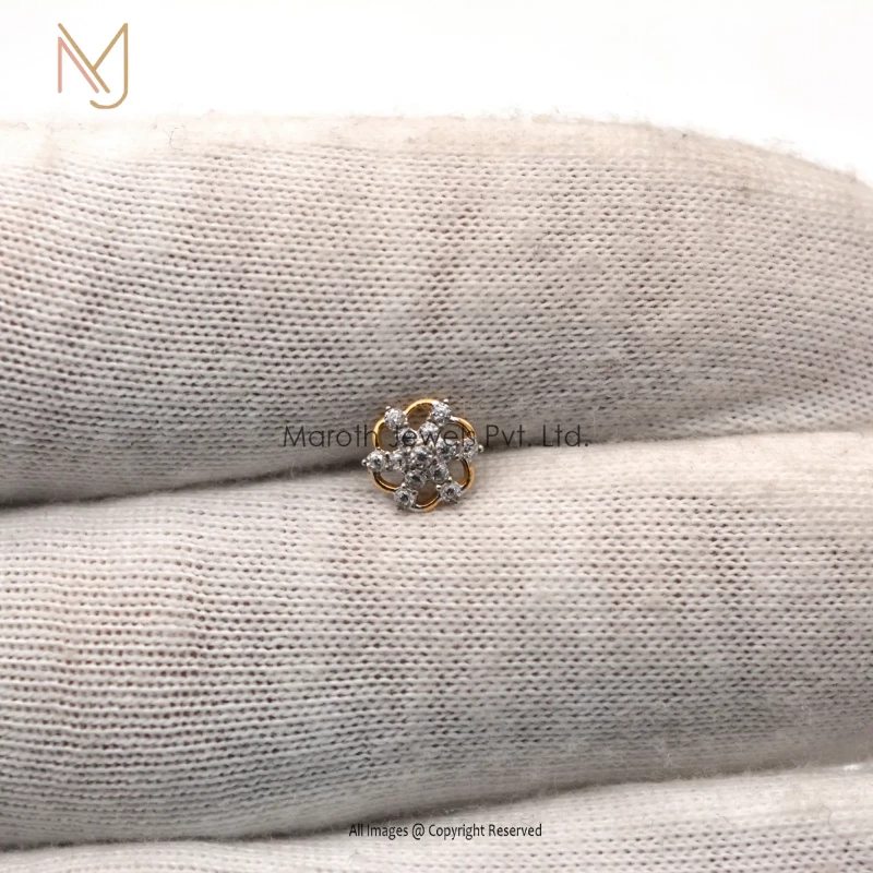 14K Yellow Gold Pave Diamond Piercing Custom Jewelry