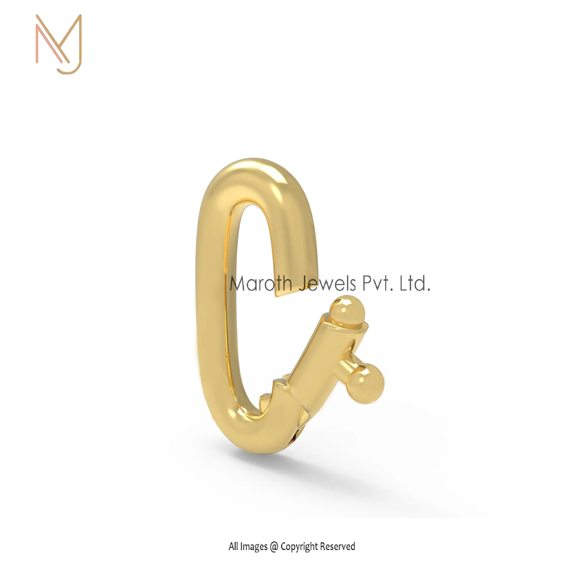 Wholesale 925 Silver Yellow Gold Plated Oval Charm Enhancer Lock