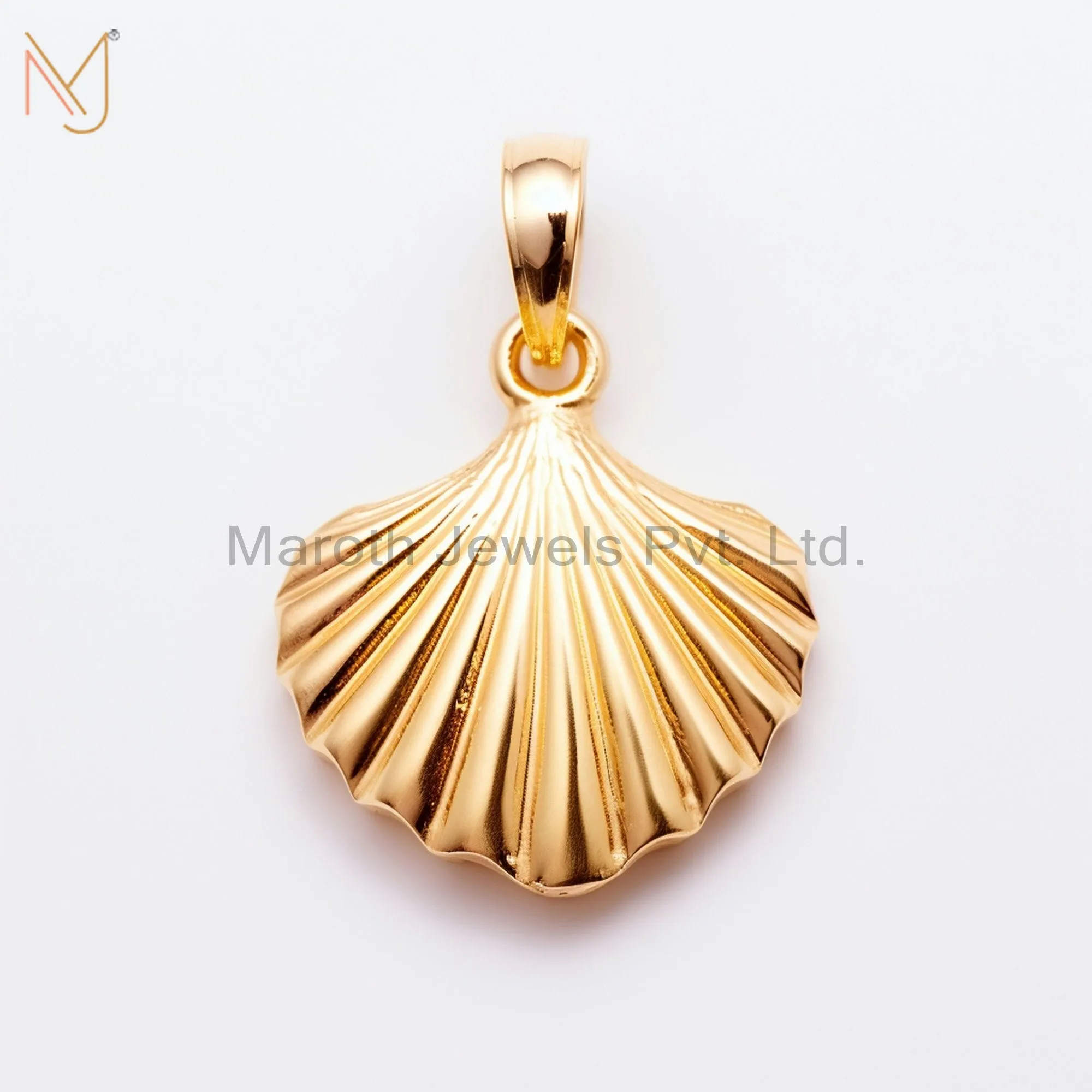 925 Sterling Silver Yellow Gold Plated Calico Scallop Shells Charm Pendant Jewelry USA