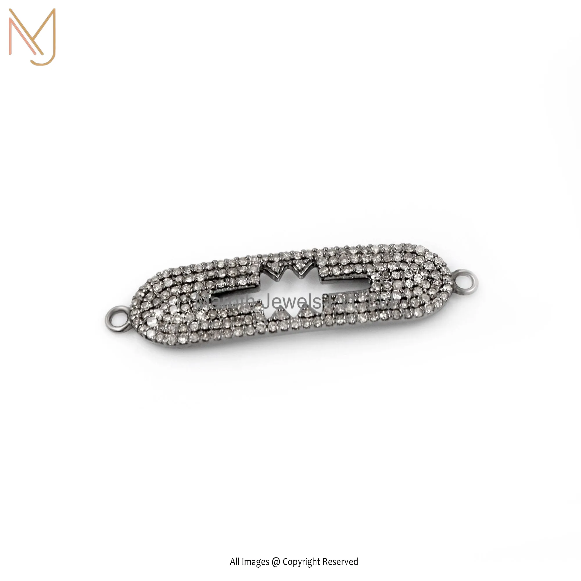 925 Silver Gray Rhodium Plated Pave Diamond Bracelet Connector Finding Manufacturer