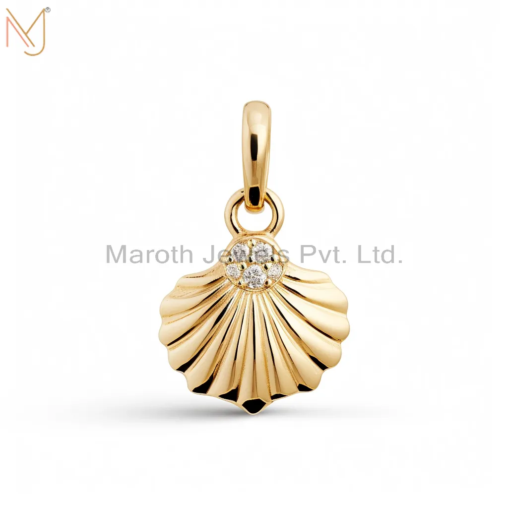 925 Sterling Silver Yellow Gold Plated Calico Scallop Shells Pendant Jewelry Manufacturer