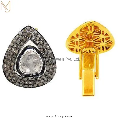 Wholesale  925 Silver Triangle Shape Rose Cut Pave Diamond Men's Cufflinks Jewelry
