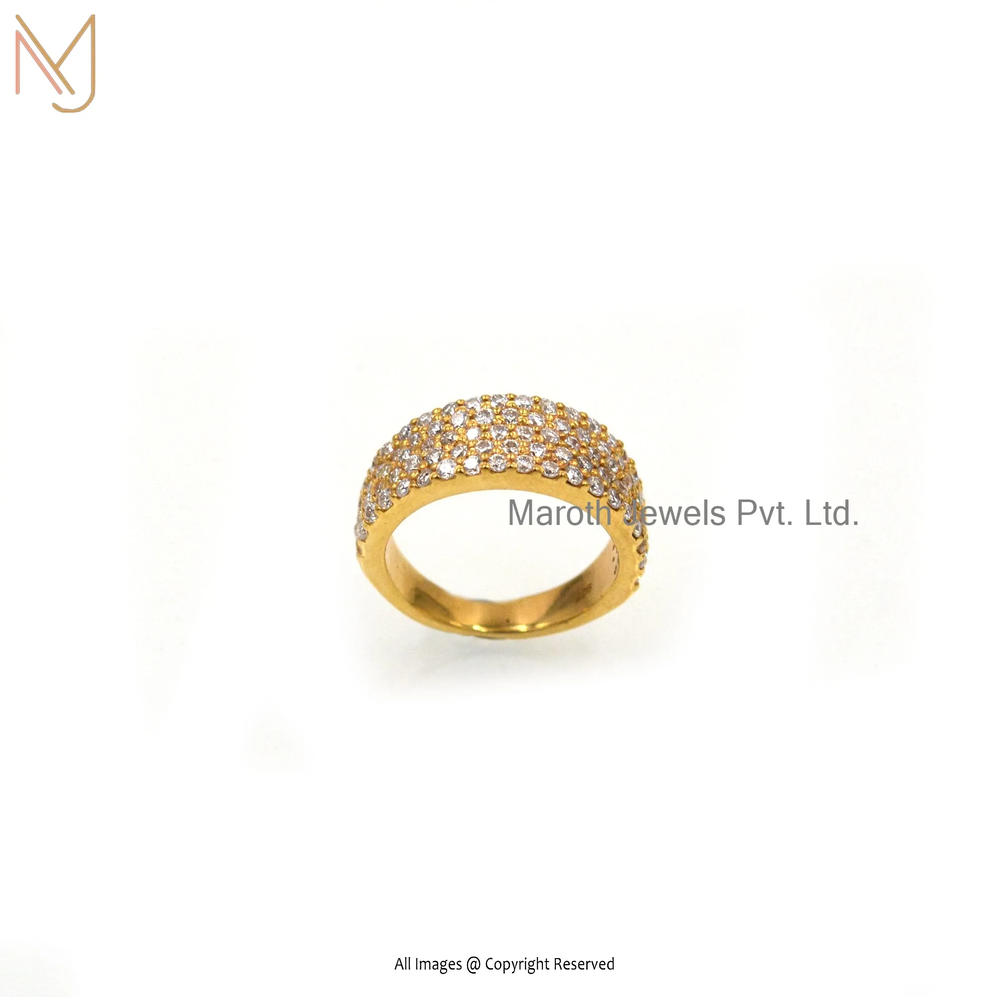 925 Silver Yellow Gold Plated Moissanite Band Ring Custom Jewelry