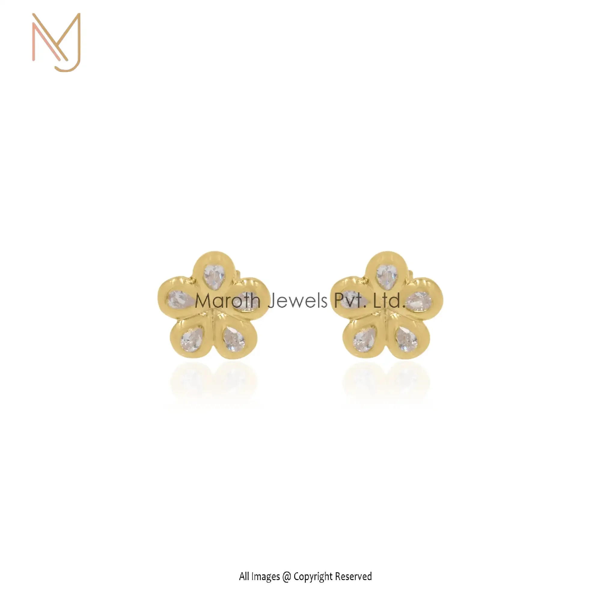 925 Silver Cz Gemstone Flower Studs Manufacturer