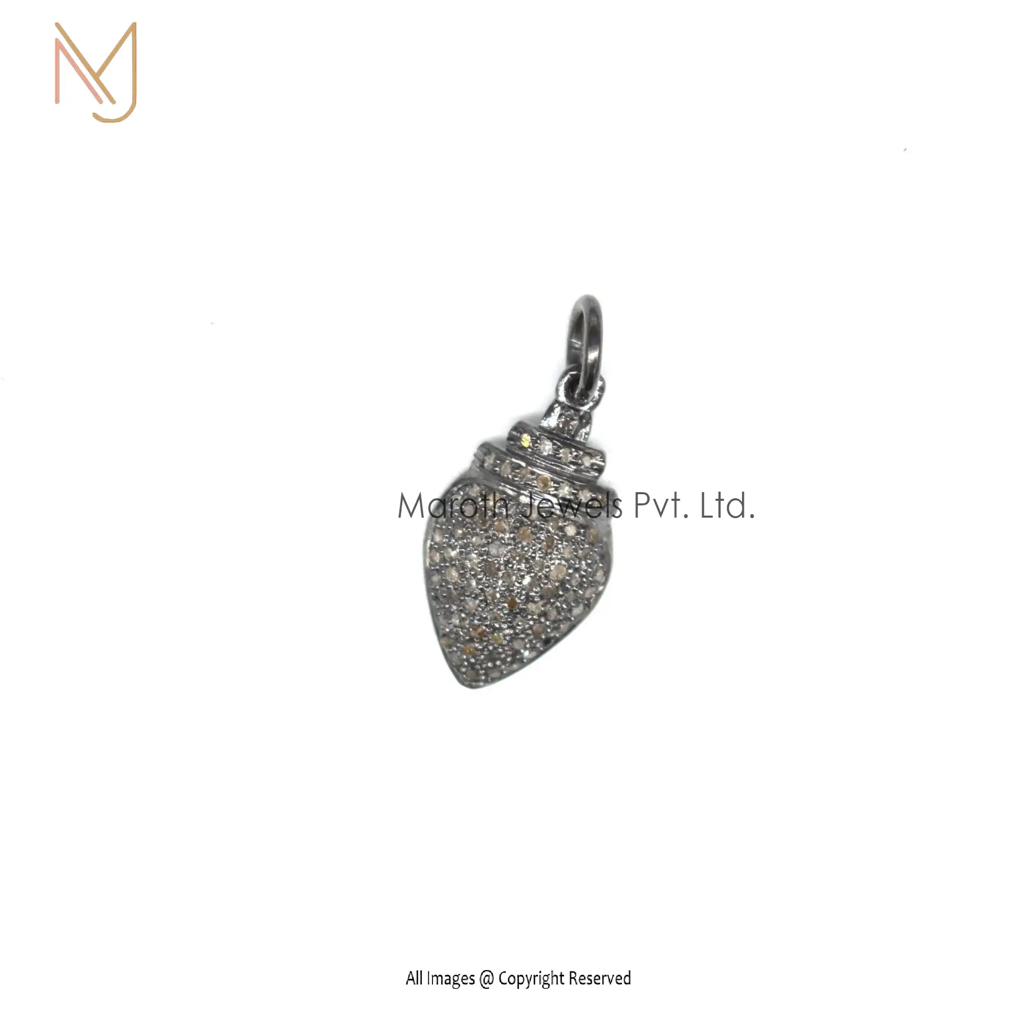 925 Silver Pave Diamond Charms Pendant Handmade Jewelry Manufacturer