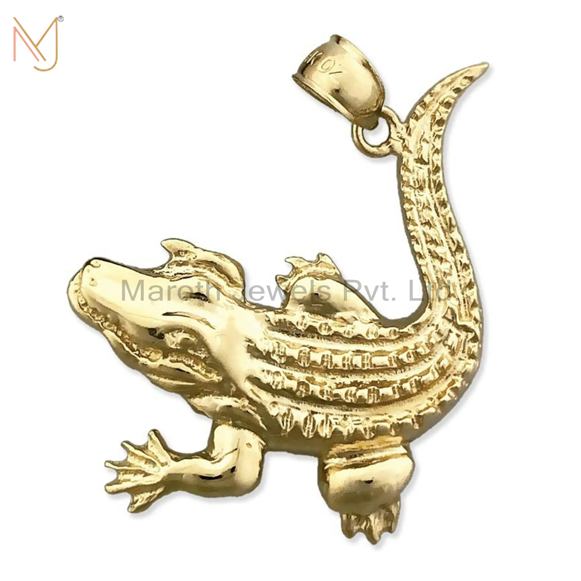 925 Silver Gold Plated Scaly Skin Crocodile Charm Pendant Jewelry Manufacturer