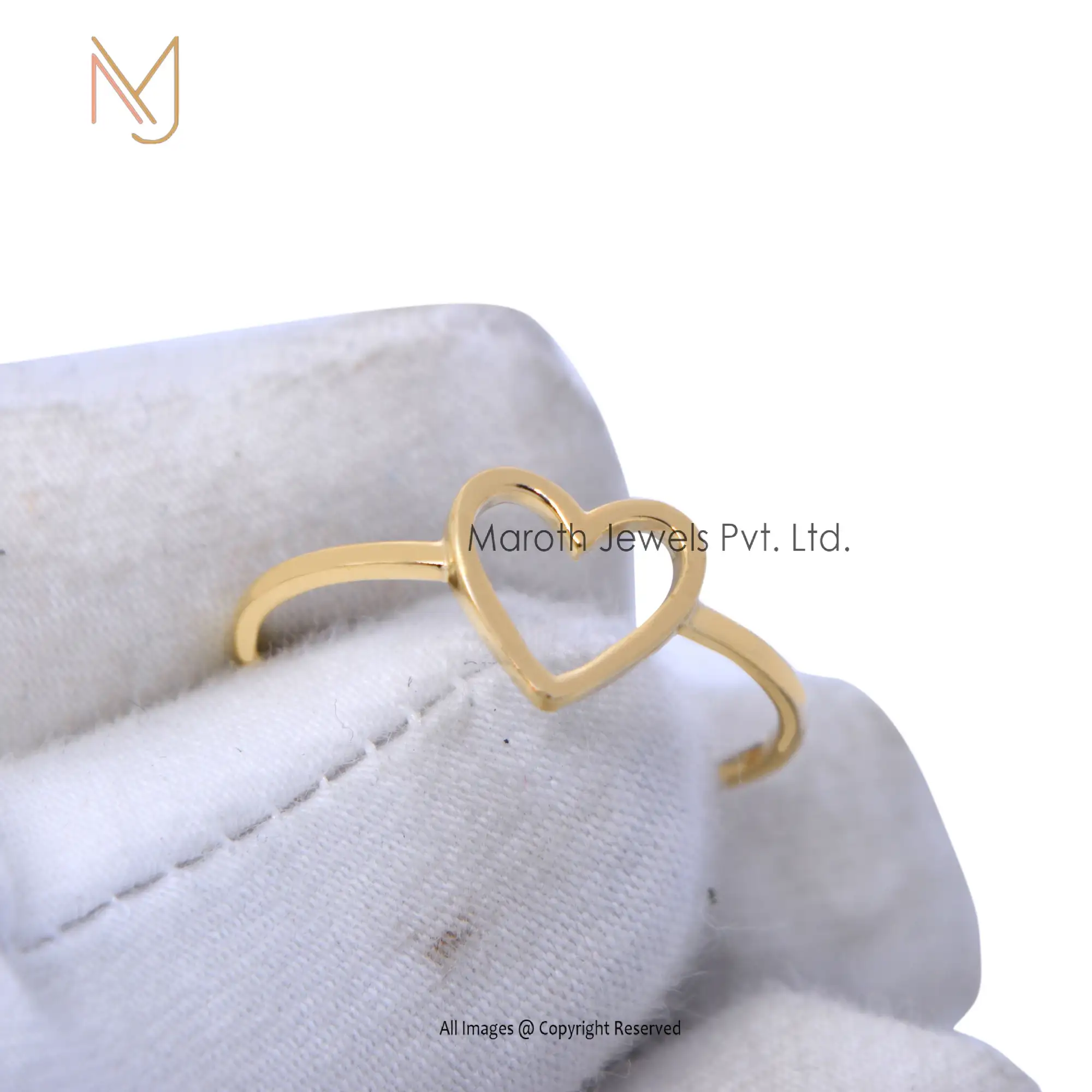 14K Yellow Gold Heart Eternity Band Ring Jewelry Manufacturer