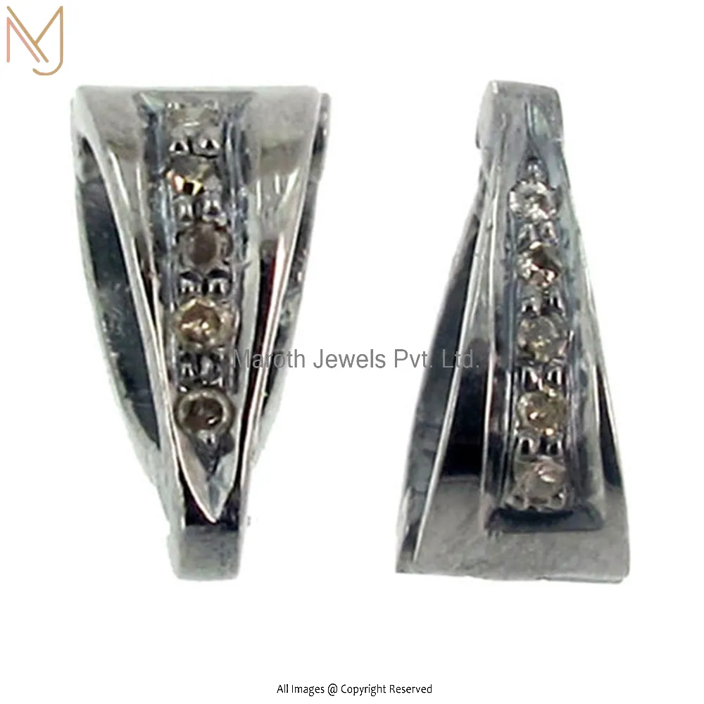 925 Silver Handmade Diamond Studded 10Mm Bell Findings Designer Jewelry