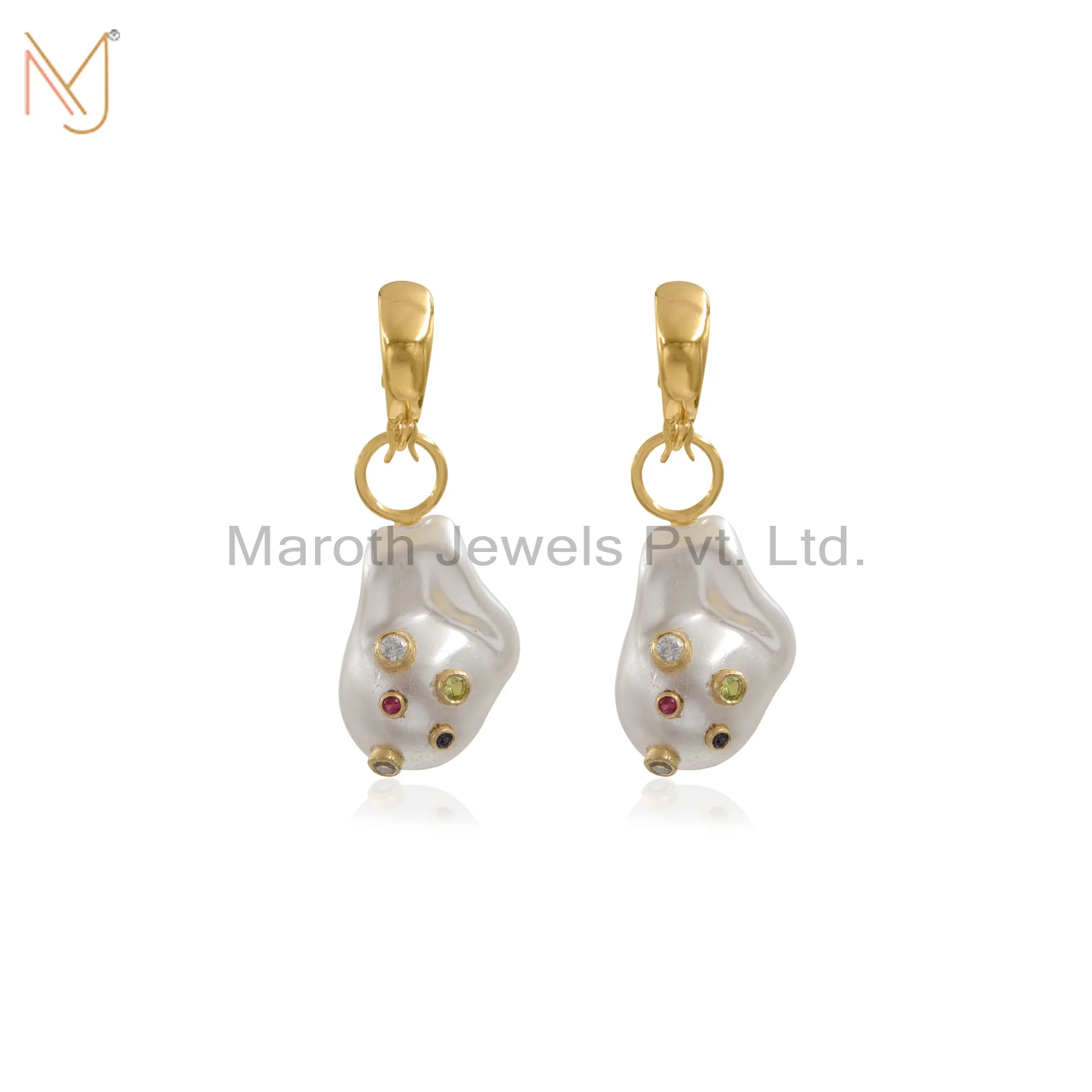 14K Yellow Gold Gemstone Drop Dengle Earring Jewelry Supplier