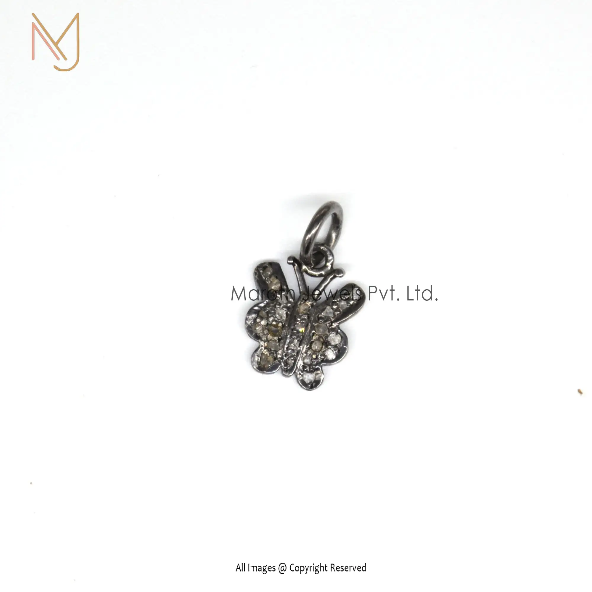 Wholesale 925 Silver Black Rhodium Plated Pave Diamond Charms Pendant Jewelry