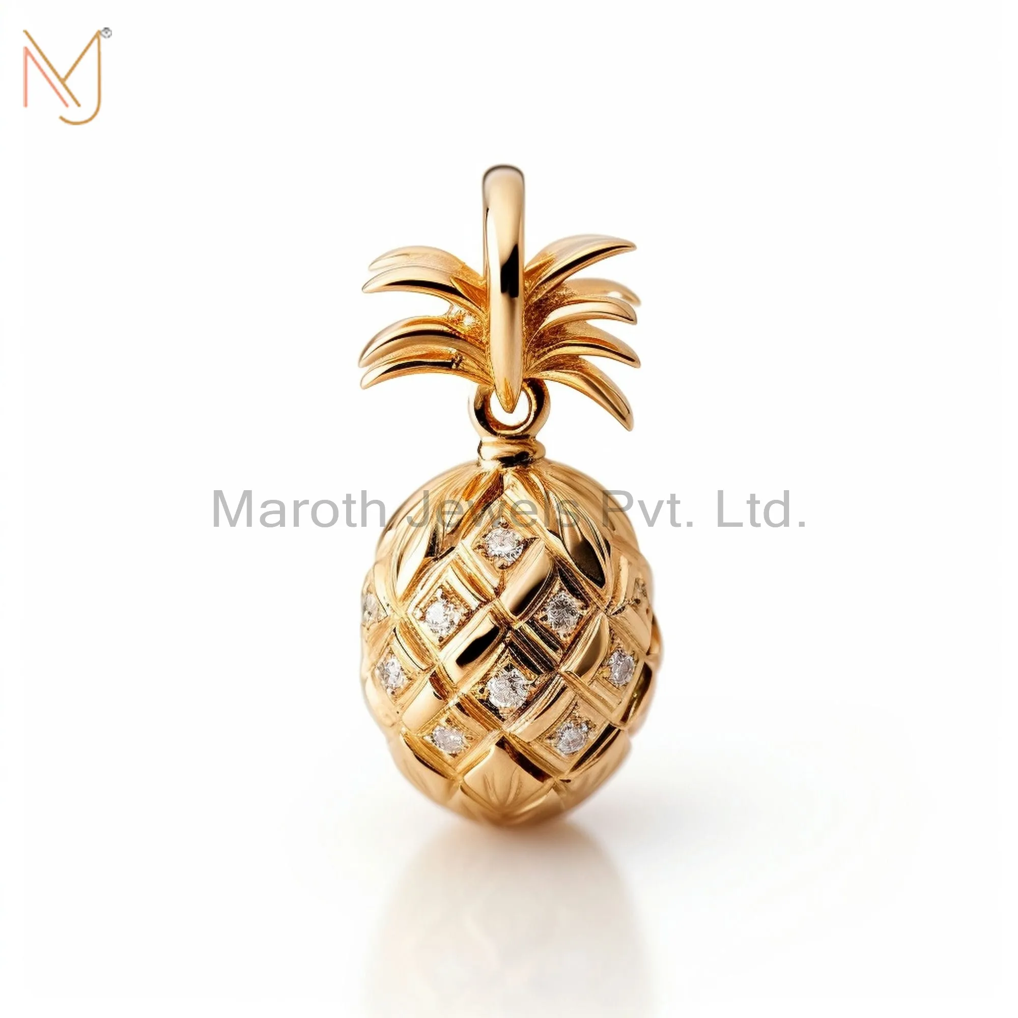 925 Sterling Silver Yellow Gold Plated Moissanite Pineapple Pendant Jewelry Manufacturer