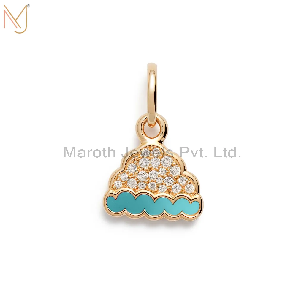 Wholesale 925 Sterling Silver Yellow Gold Plated Moissanite Rainbow Cloud Design Pendant Jewelry