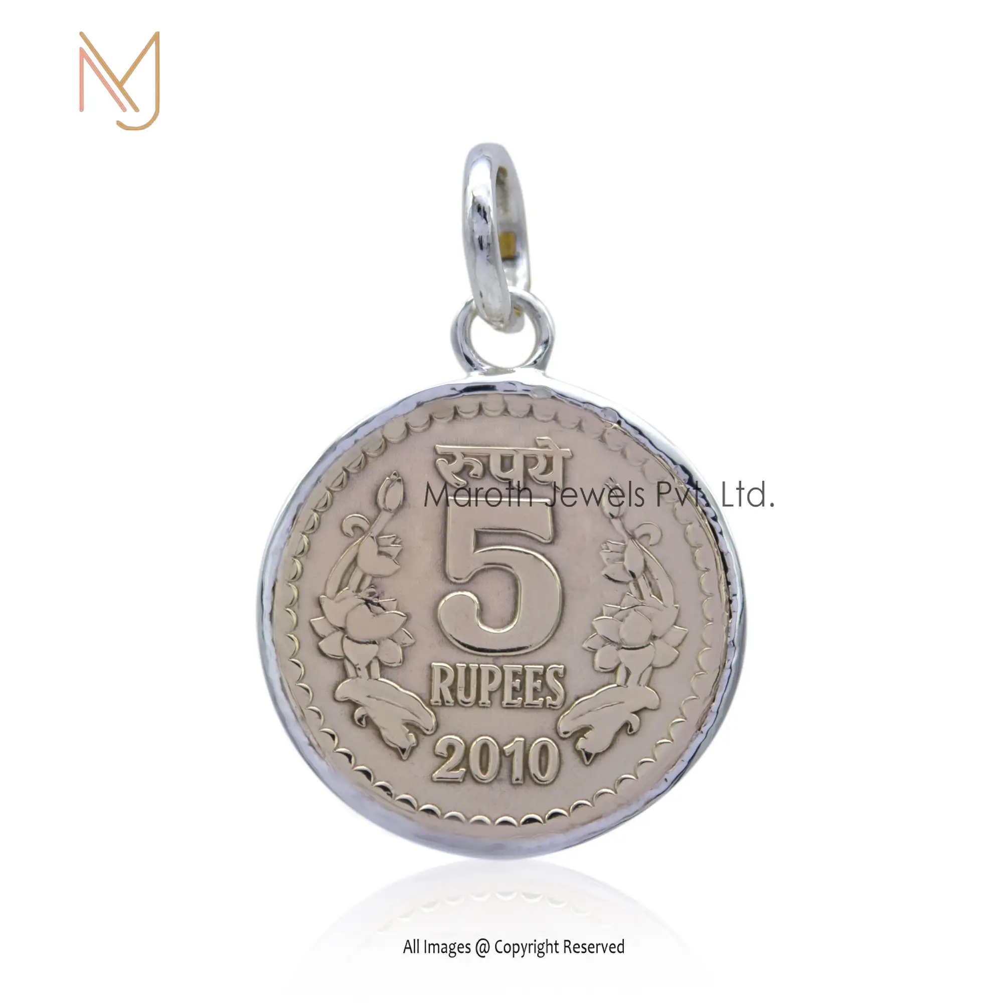 925 Silver White Gold Currency Designs Pendant Jewely Manufacturer