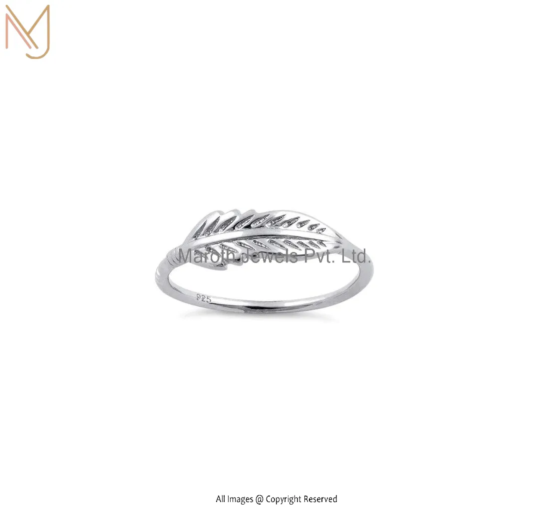 925 Sterling Silver Feather Shaped Ring Jewelry Manufacturer