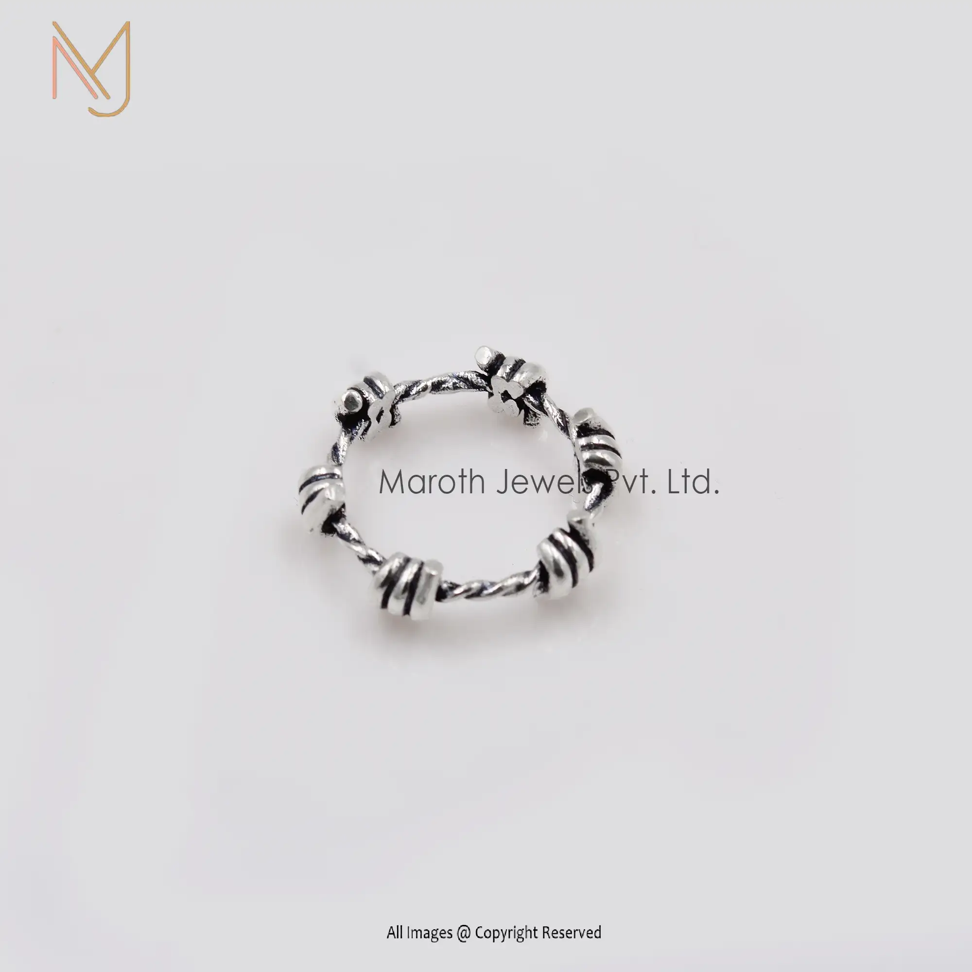 Wholesale 925 Sterling Silver Oxodised Barbwire Ring