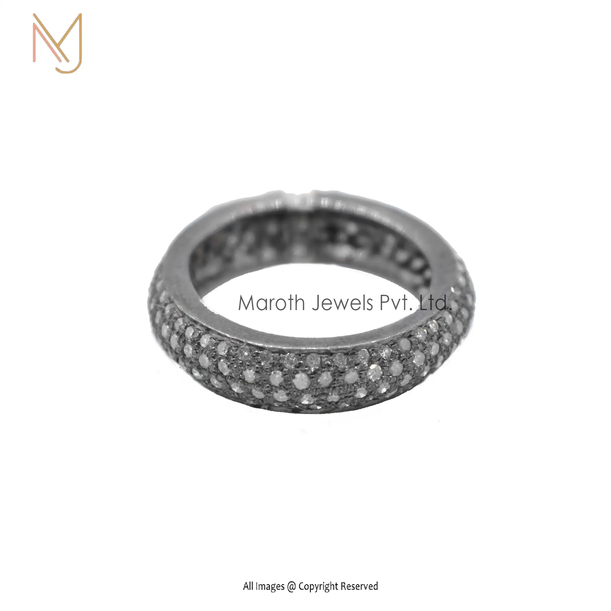 925 Silver Rhodium Plated Pave Diamond bend Ring Jewelry Manufacturer