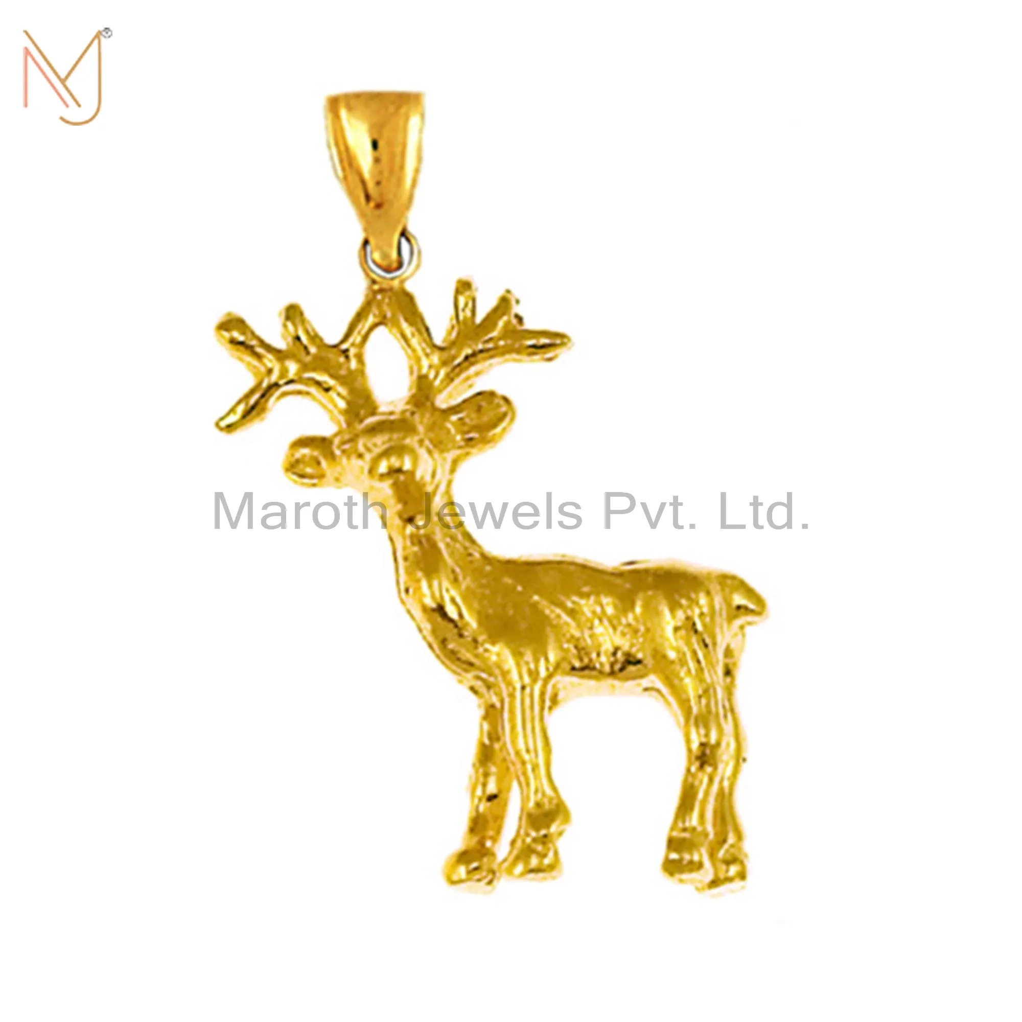 925 Silver Gold Plated Moose Charm Pendant Jewelry Manufacturer