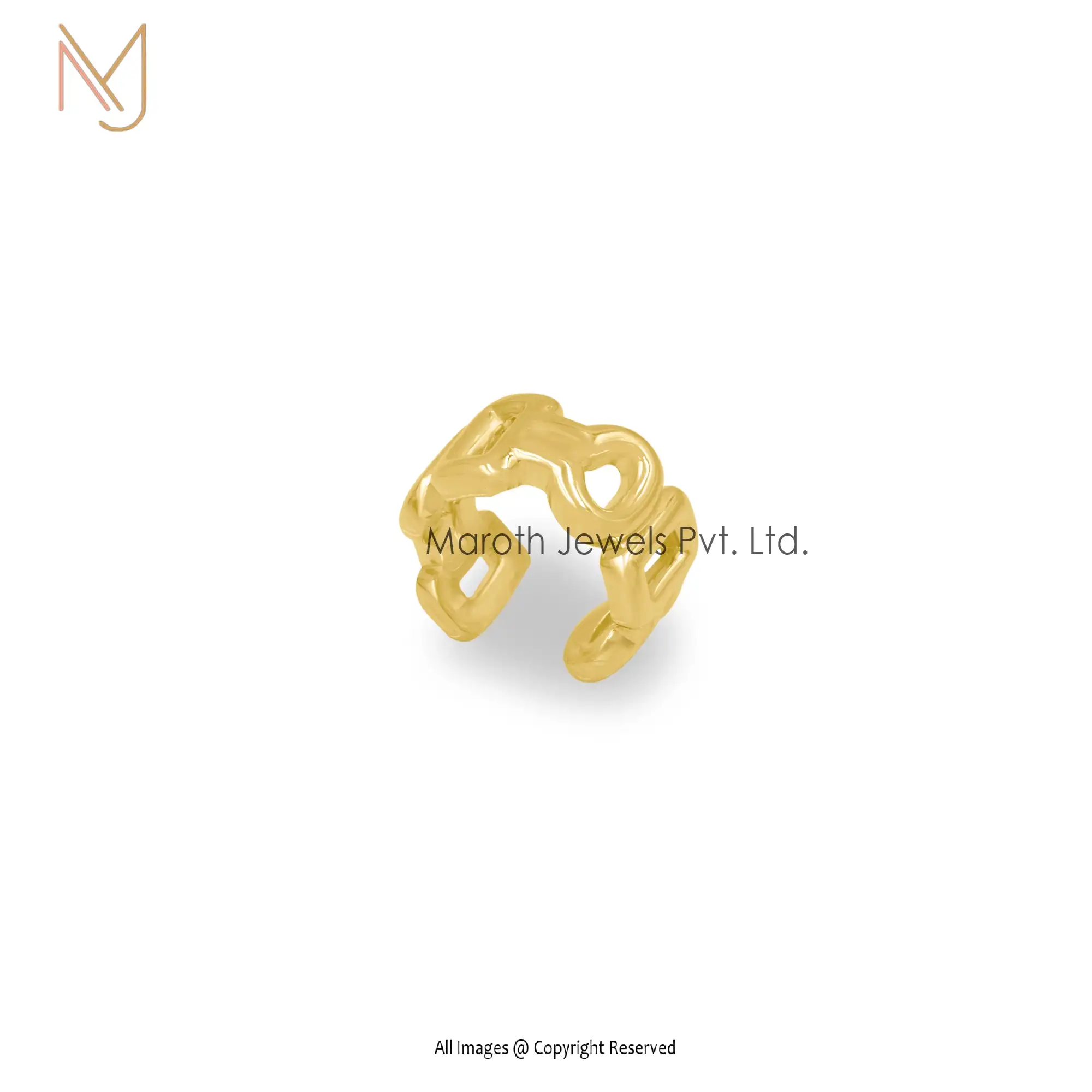 Private Label 925 Silver Gold Plated Interlocking Ring Jewelry