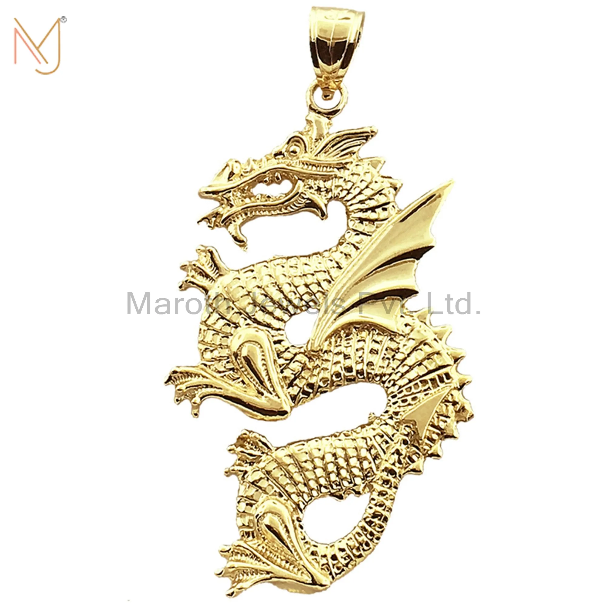 925  Sterling Silver Yellow Gold Plated Long Charm Pendant Jewelry Supplier