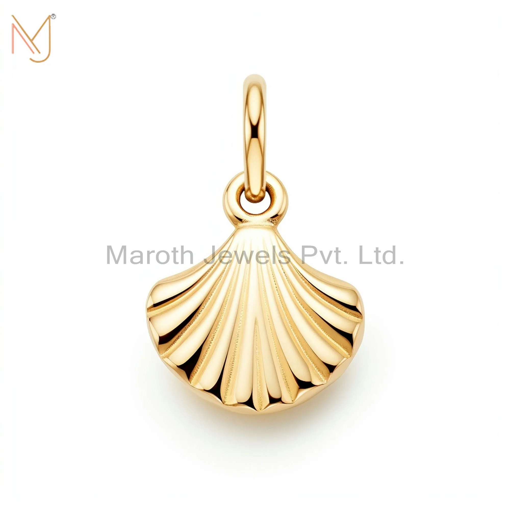 Wholesale 925 Sterling Silver Yellow Gold Plated Calico Scallop Shells Charm Pendant Jewelry