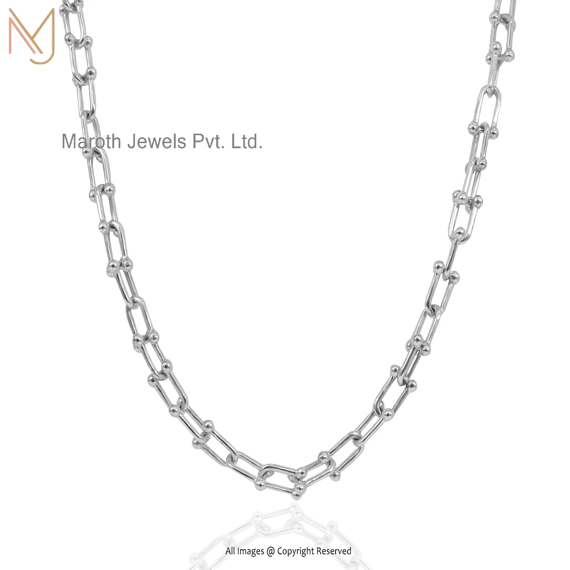 925 Sterling Silver Natural Silver U Link Chain Necklace Jewelry Supplier