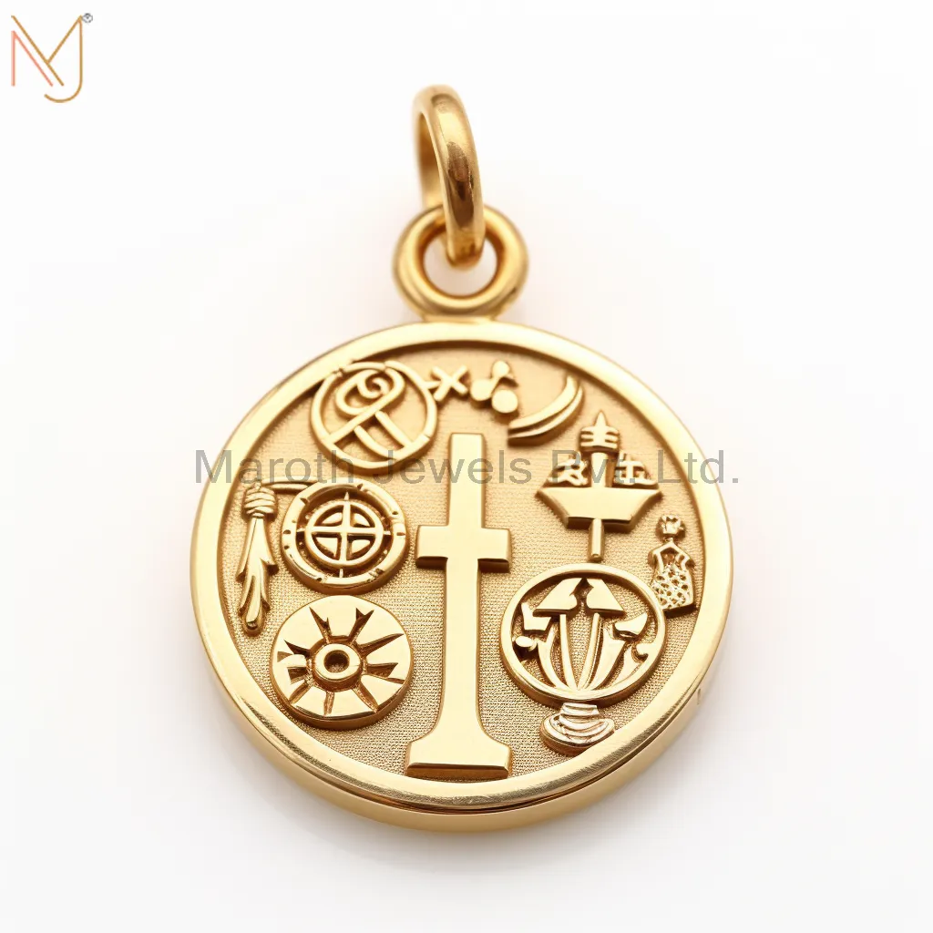 925 Sterling Silver Yellow Gold Plated Christian Spiritual Charm Pendant Jewelry Supplier
