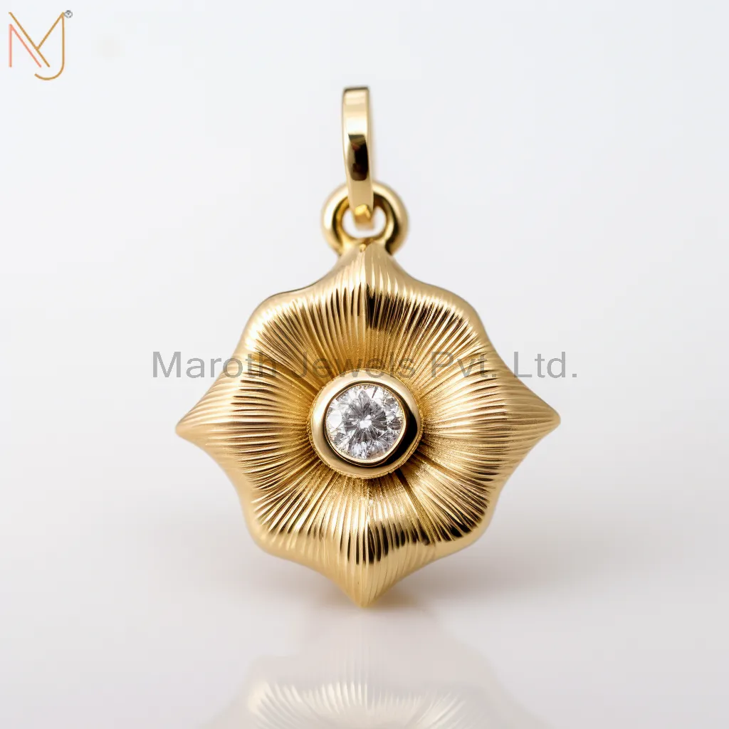 925 Sterling Silver Yellow Gold Moissanite Diamond Pendant Custom Jewelry