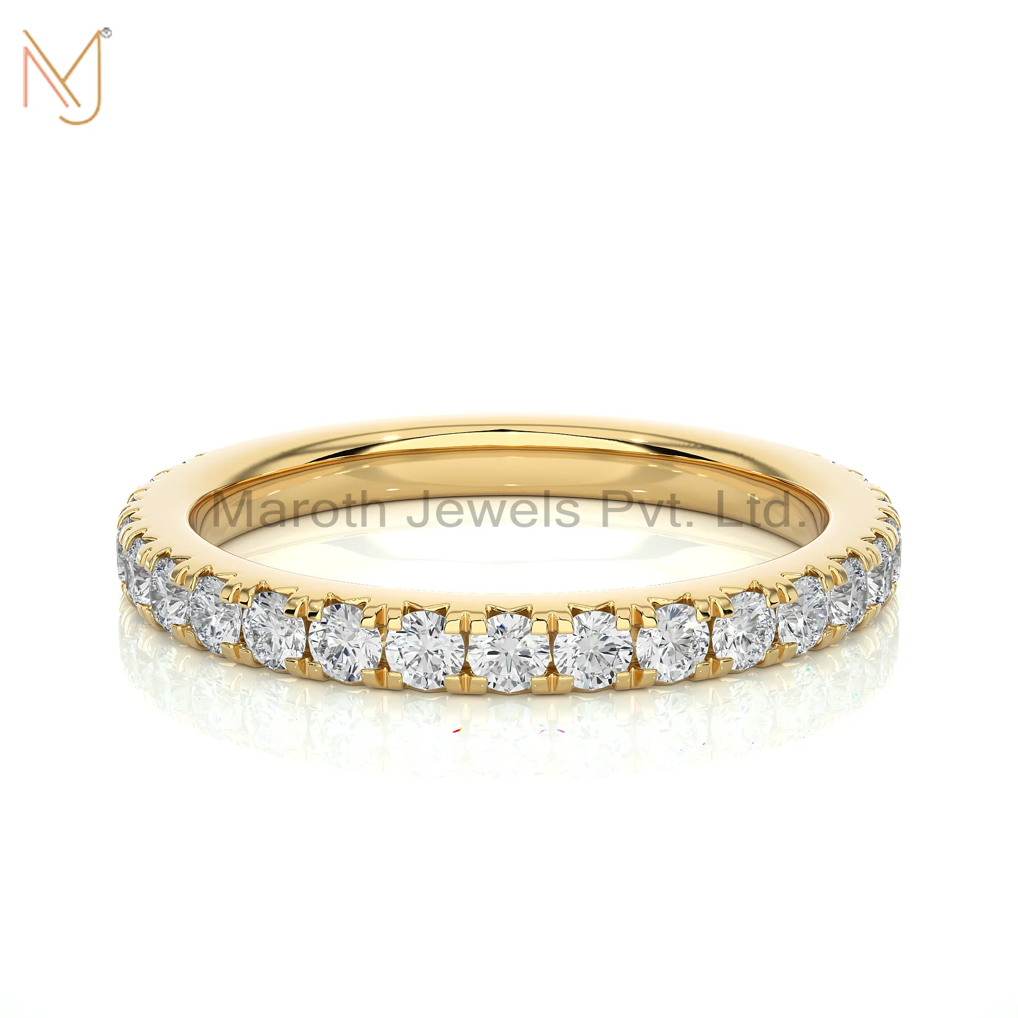 14K Yellow Gold Moissanite Diamond Round Ring Wholesale