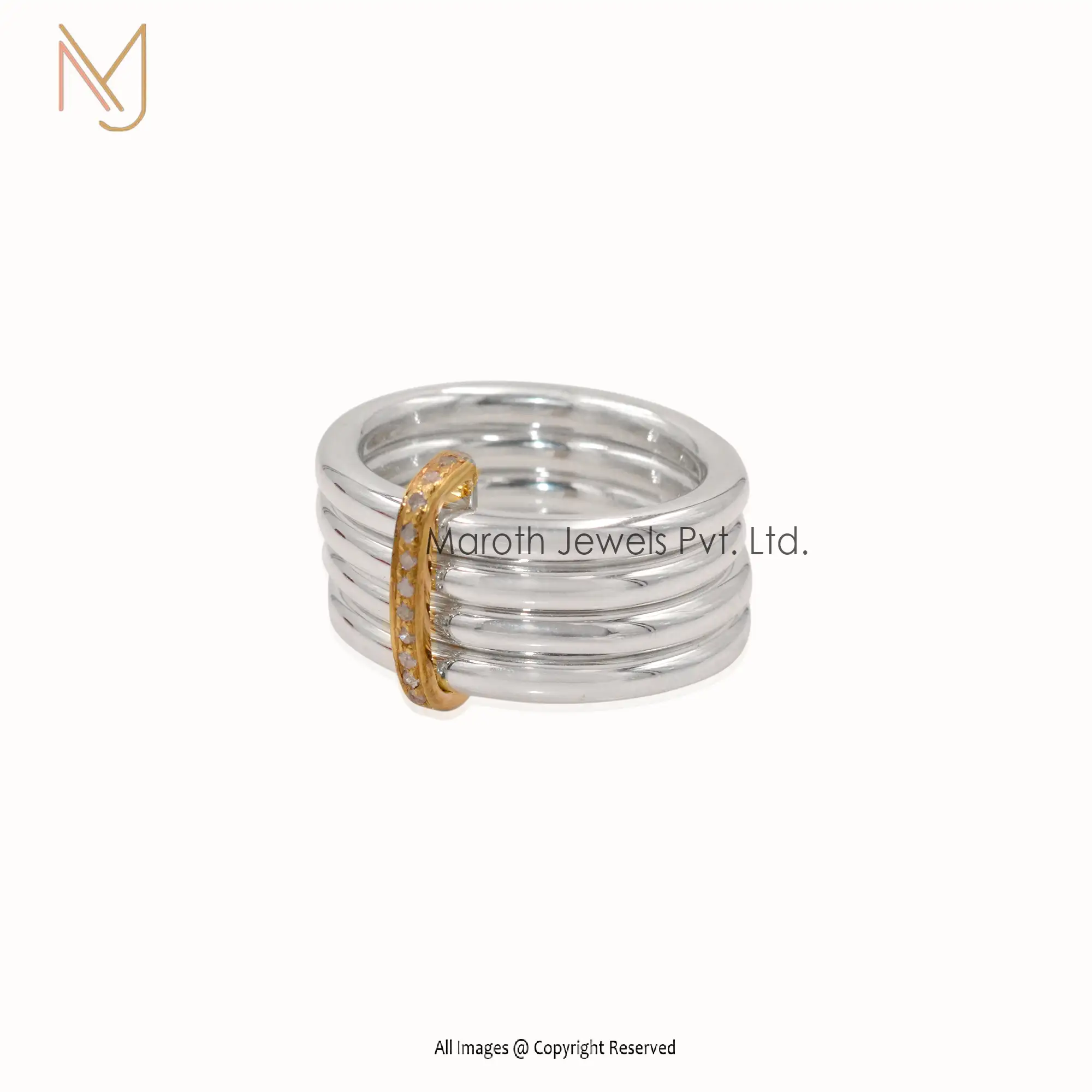 Wholesale 925 Silver Natural Silver Yellow Gold Plated Connector Ring Jewelry