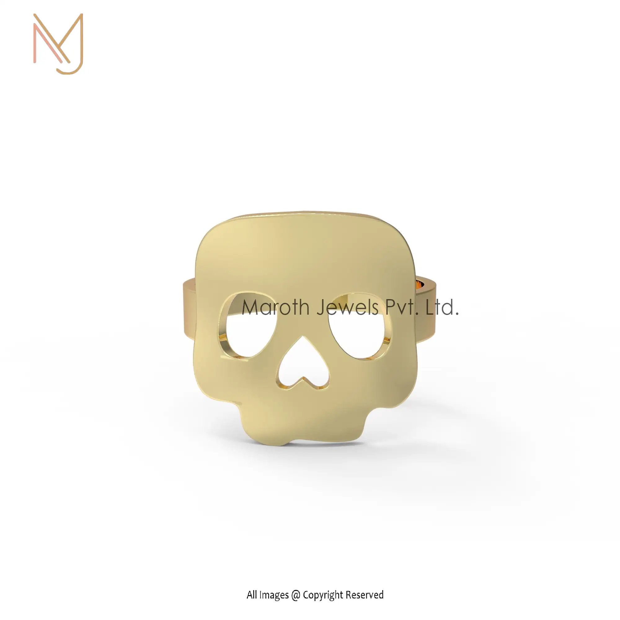 925 Sterling Silver Yellow Gold Plated Skull Designer Ring Manufacturer