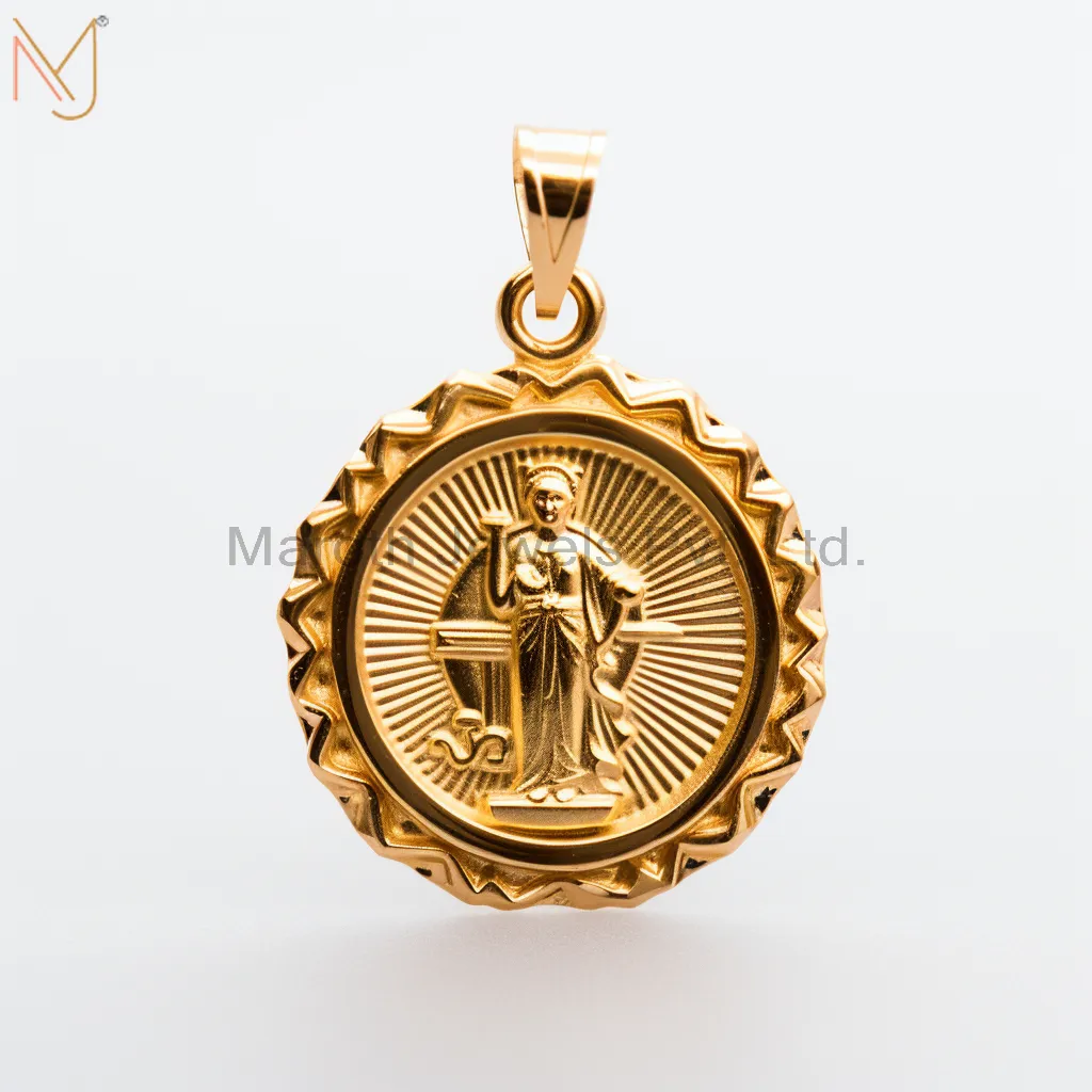 925 Sterling Silver Yellow Gold Plated Christian Spiritual Charm Pendant Custom Jewelry