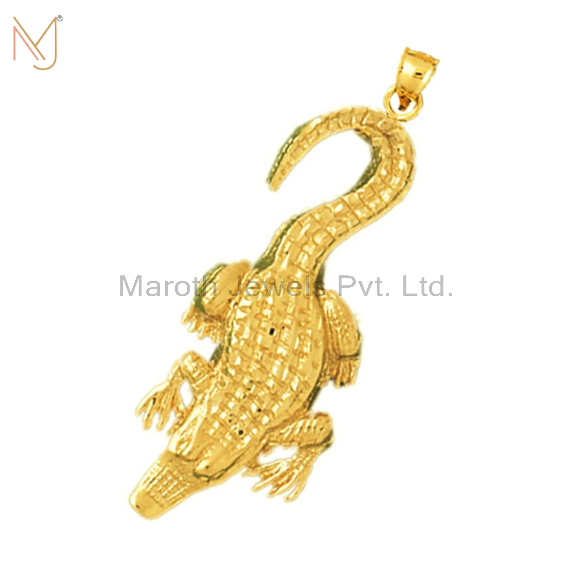 925 Silver Gold Plated 48MM Long Alligator Charm Pendant Jewelry Manufacturer