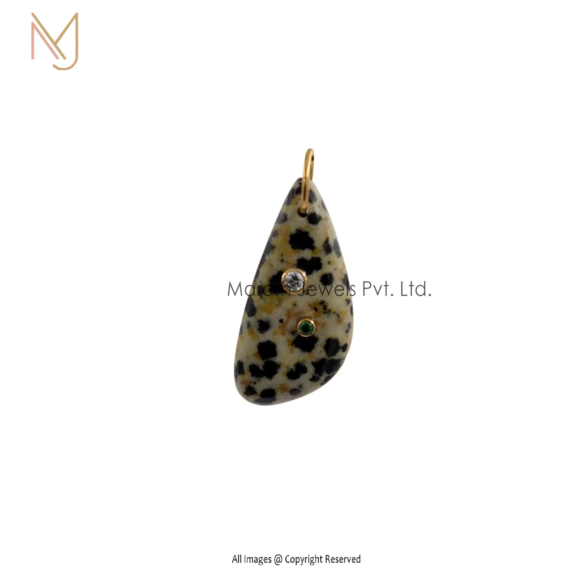 Private Lable 925 Silver Yellow Gold Stone Black Onyx Small Stone Multi Gemstone Bean Pendant Jewelry