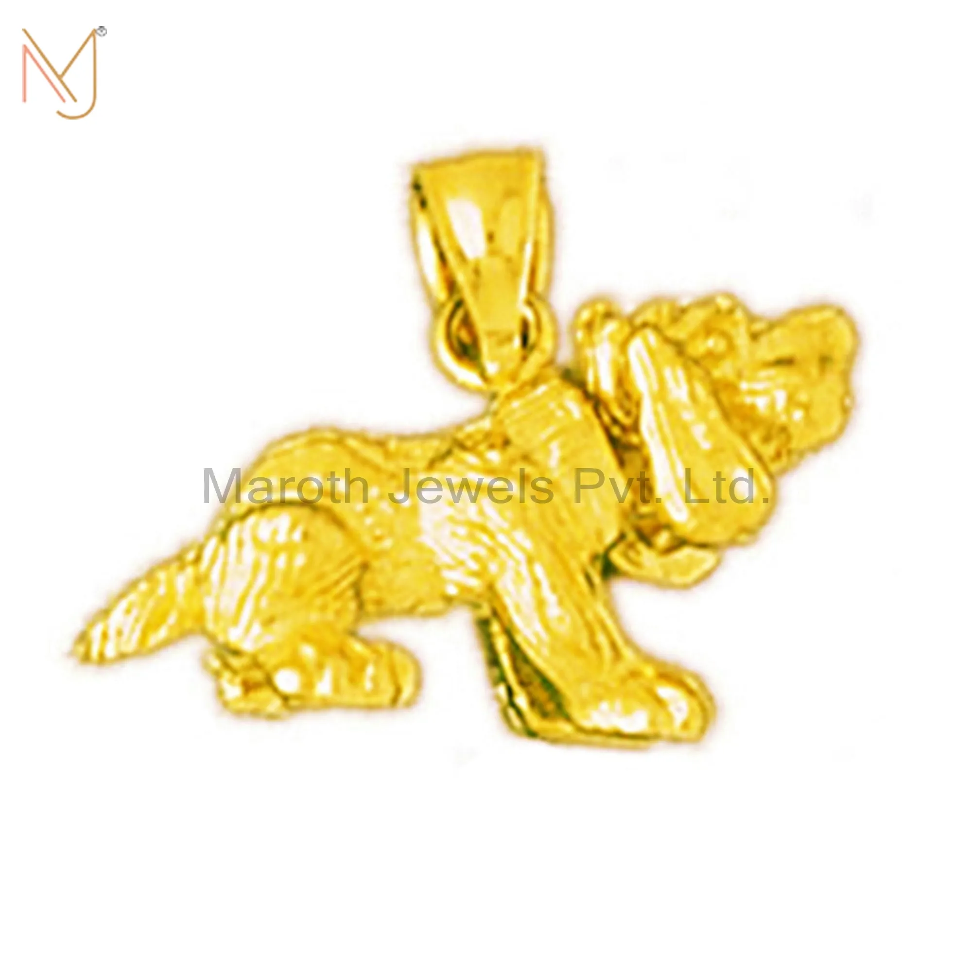 925 Silver Yellow Gold Plated Dachshund Dog With Collar Charm Pendant Jewelry Manufacturer