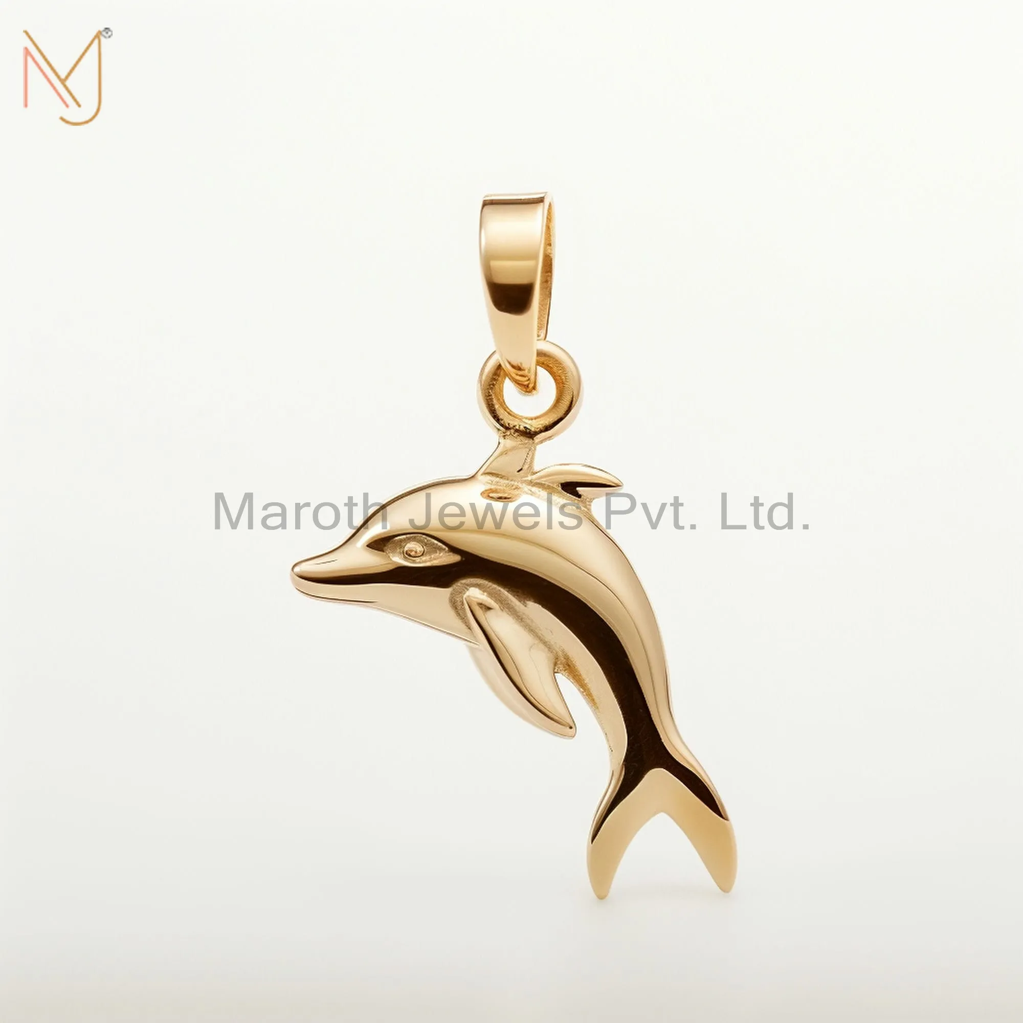 Wholesale 925 Sterling Silver Yellow Gold Plated Dolphin Charm Pendant Jewelry