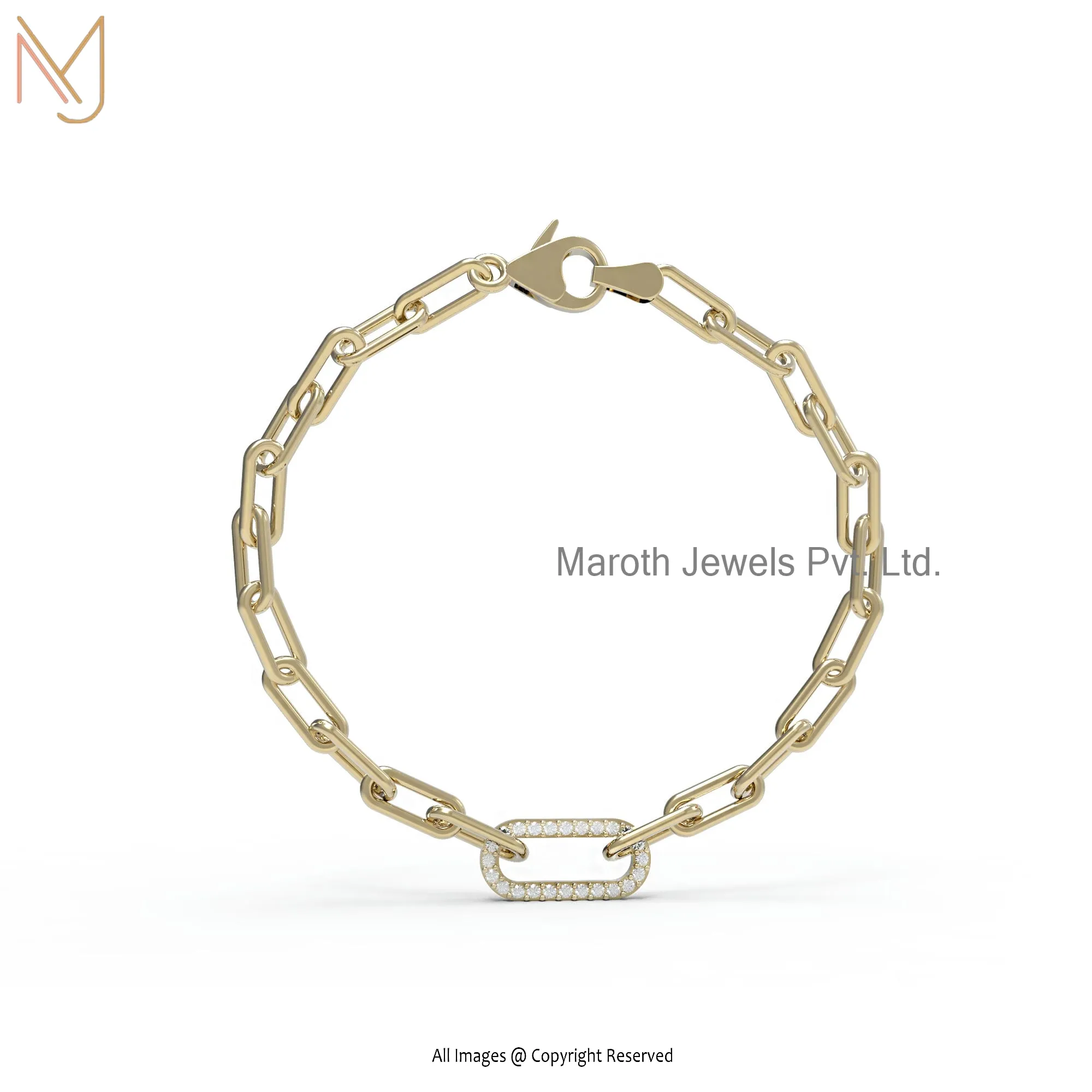 14K Soild Yellow Gold Pave Diamond Bracelet Jewelry Supplier