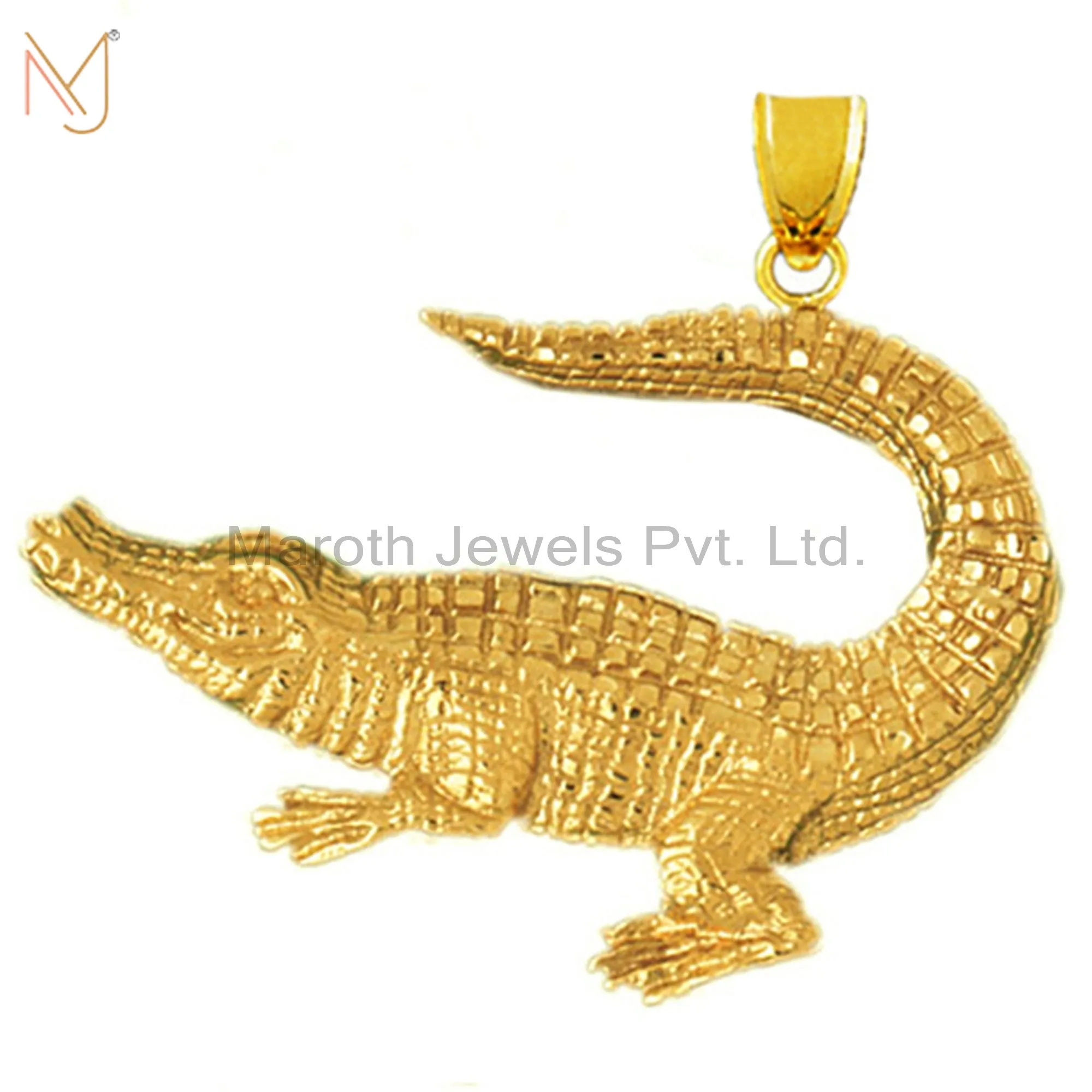 925 Silver Gold Vermeil Wide Alligator Charm Pendant Jewelry Manufacturer