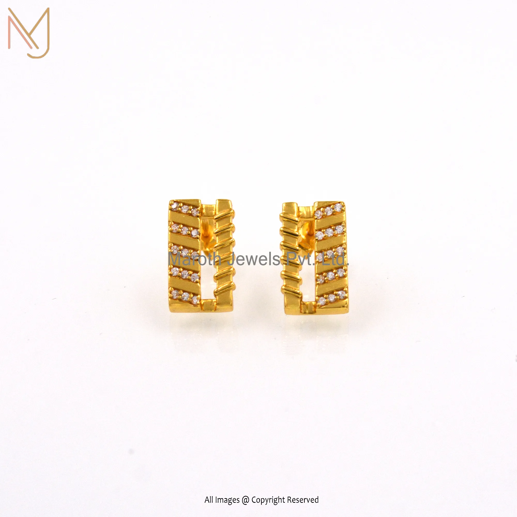 14k Yellow Gold Cubic Zircon Earrings Manufacturer